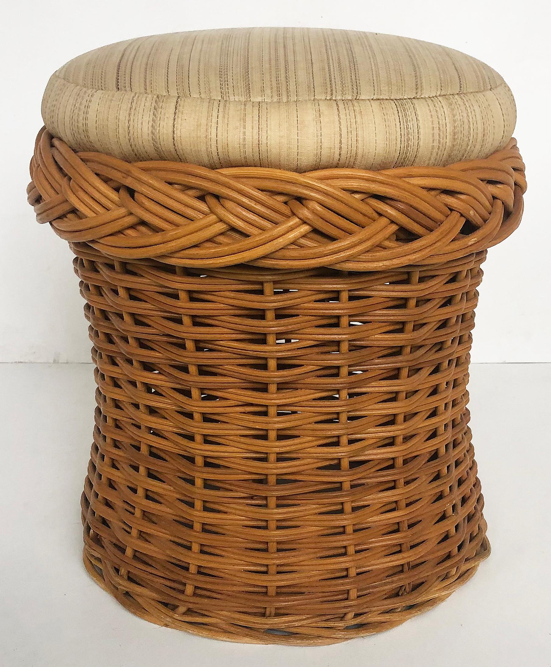 wicker stool with cushion