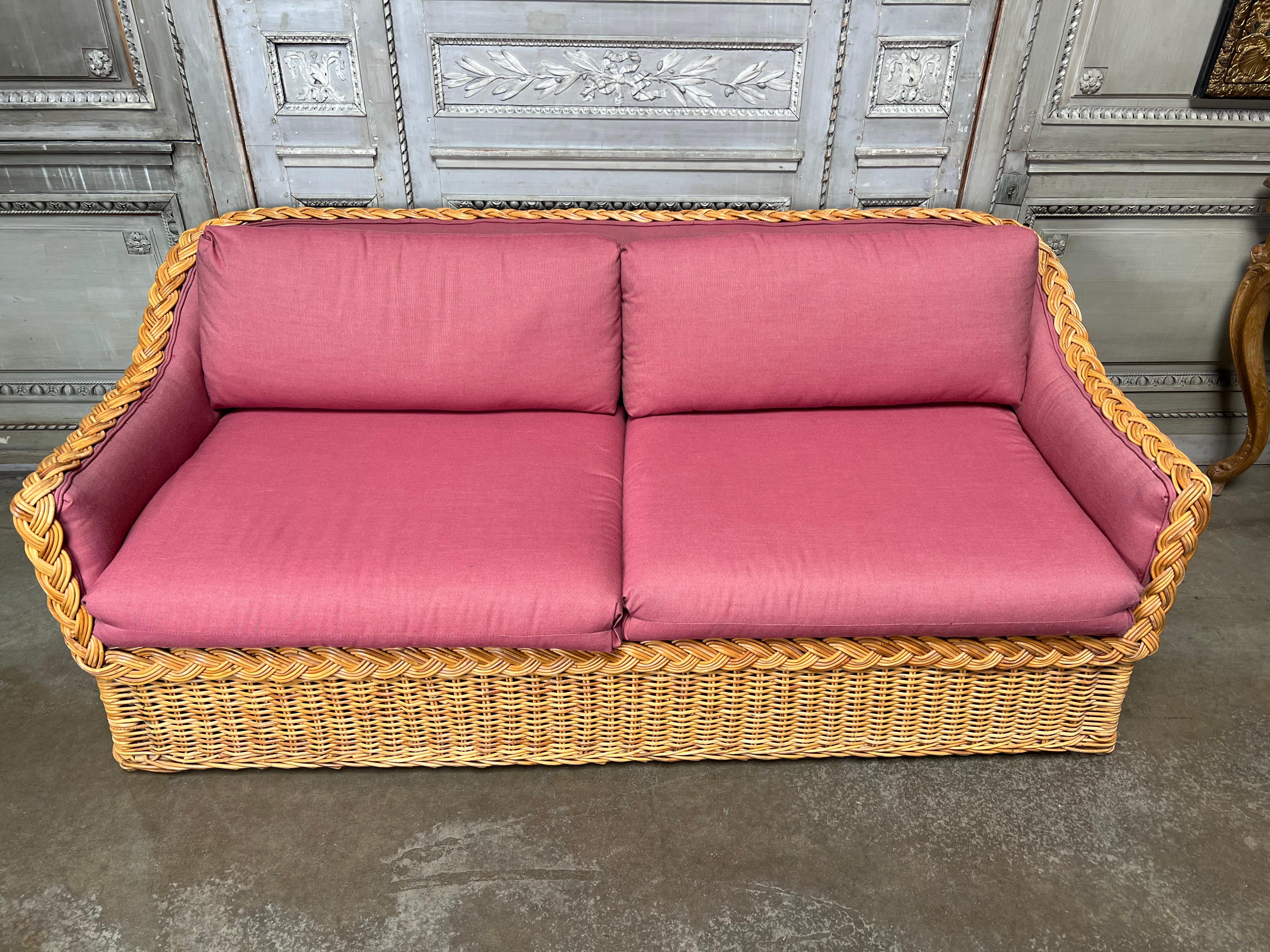 Organic Modern Wicker Works Sofa from the 1980s