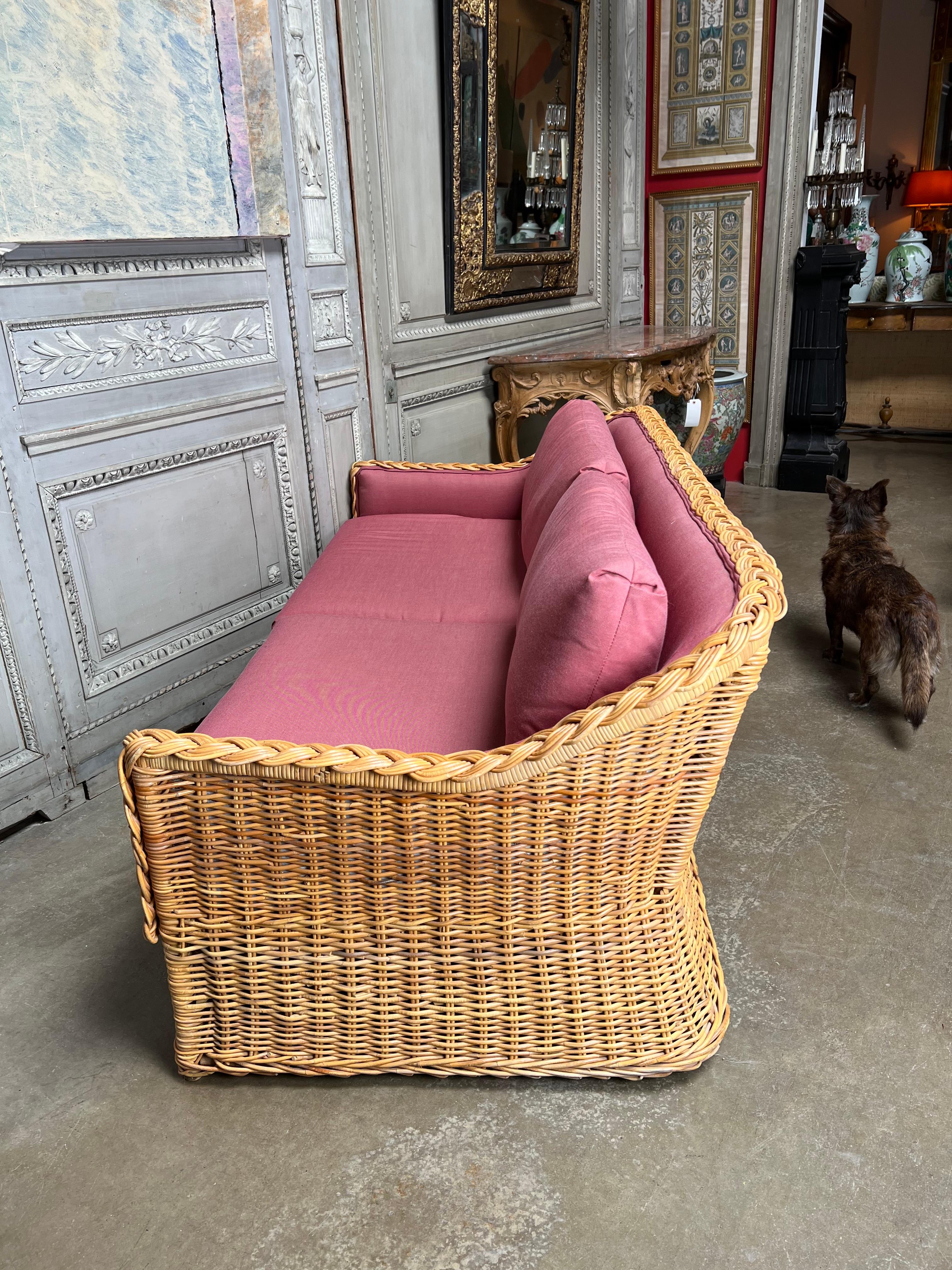 Hand-Crafted Wicker Works Sofa from the 1980s