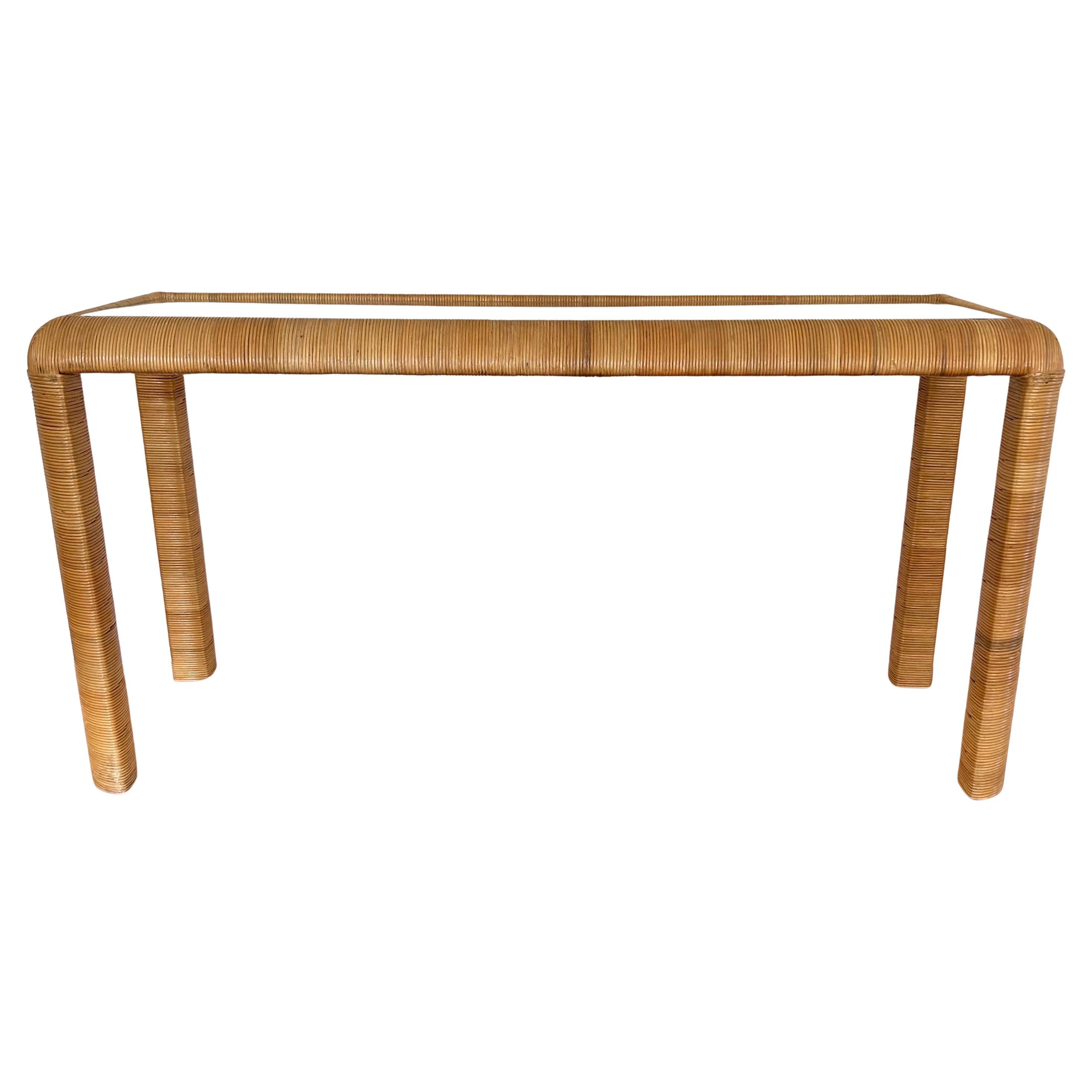 Wicker Wrapped Konsolentisch Glasplatte