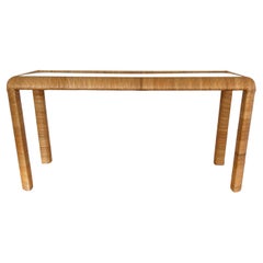 Wicker Wrapped Konsolentisch Glasplatte