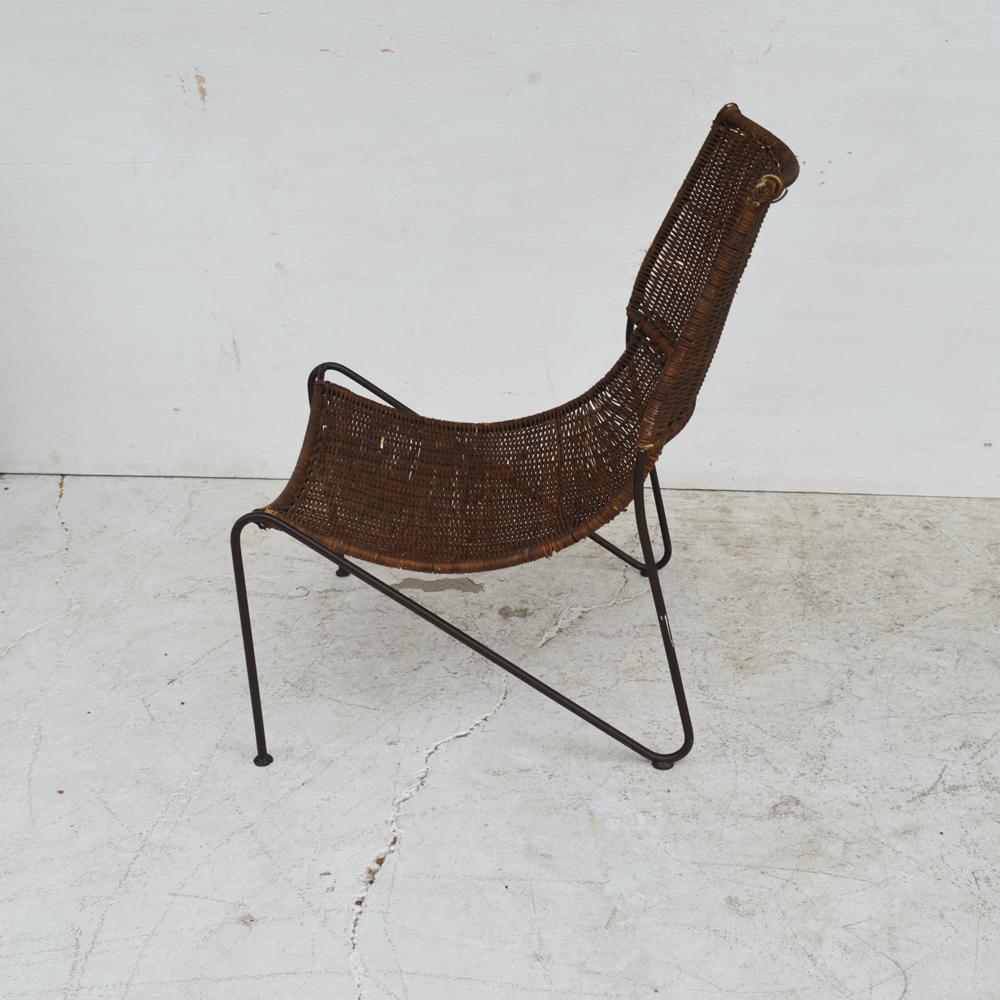 Wicker & Wrought Iron Lounge Chair in the Manner of Frederick Weinberg In Good Condition In Pasadena, TX