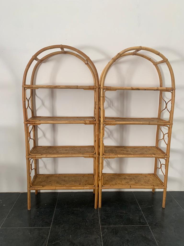 Wicket & Bamboo Bookcases, 1960s, Set of 3 For Sale 6