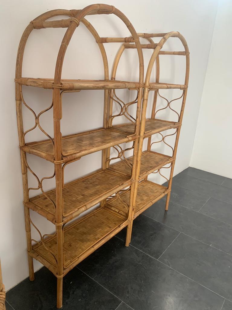Wicket & Bamboo Bookcases, 1960s, Set of 3 For Sale 7