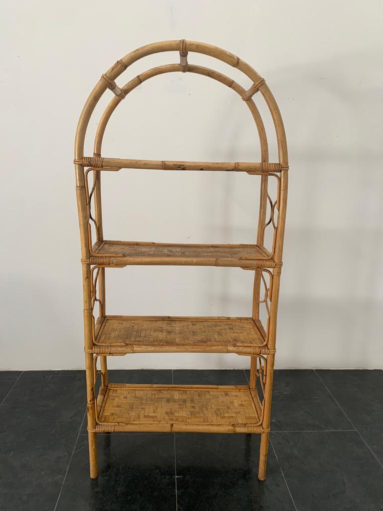 Italian Wicket & Bamboo Bookcases, 1960s, Set of 3 For Sale