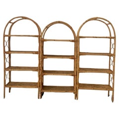 Used Wicket & Bamboo Bookcases, 1960s, Set of 3