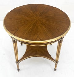 Widdicomb 26" Round Gold Gilt Side End Lamp Table Stand Book Matched Veneer MINT