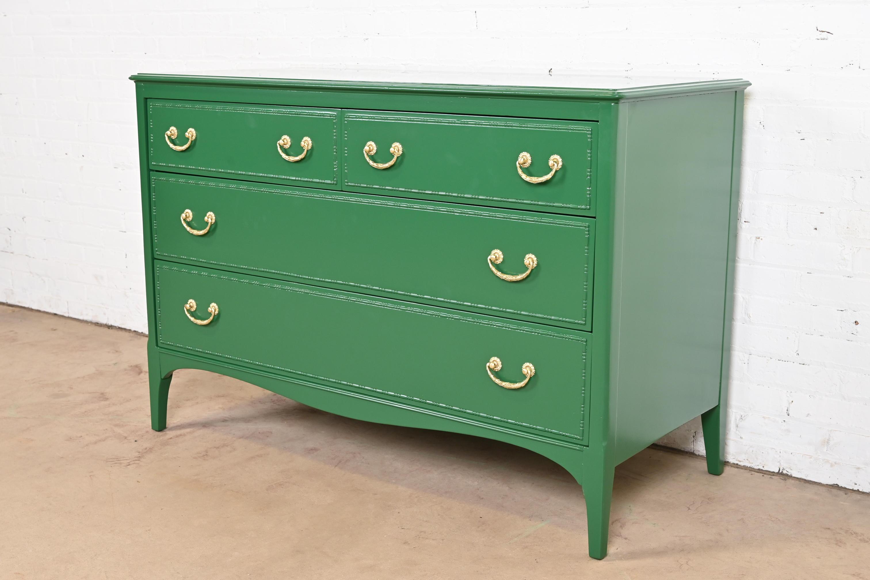 Widdicomb Antique French Regency Louis XVI Green Lacquered Dresser Chest In Good Condition For Sale In South Bend, IN