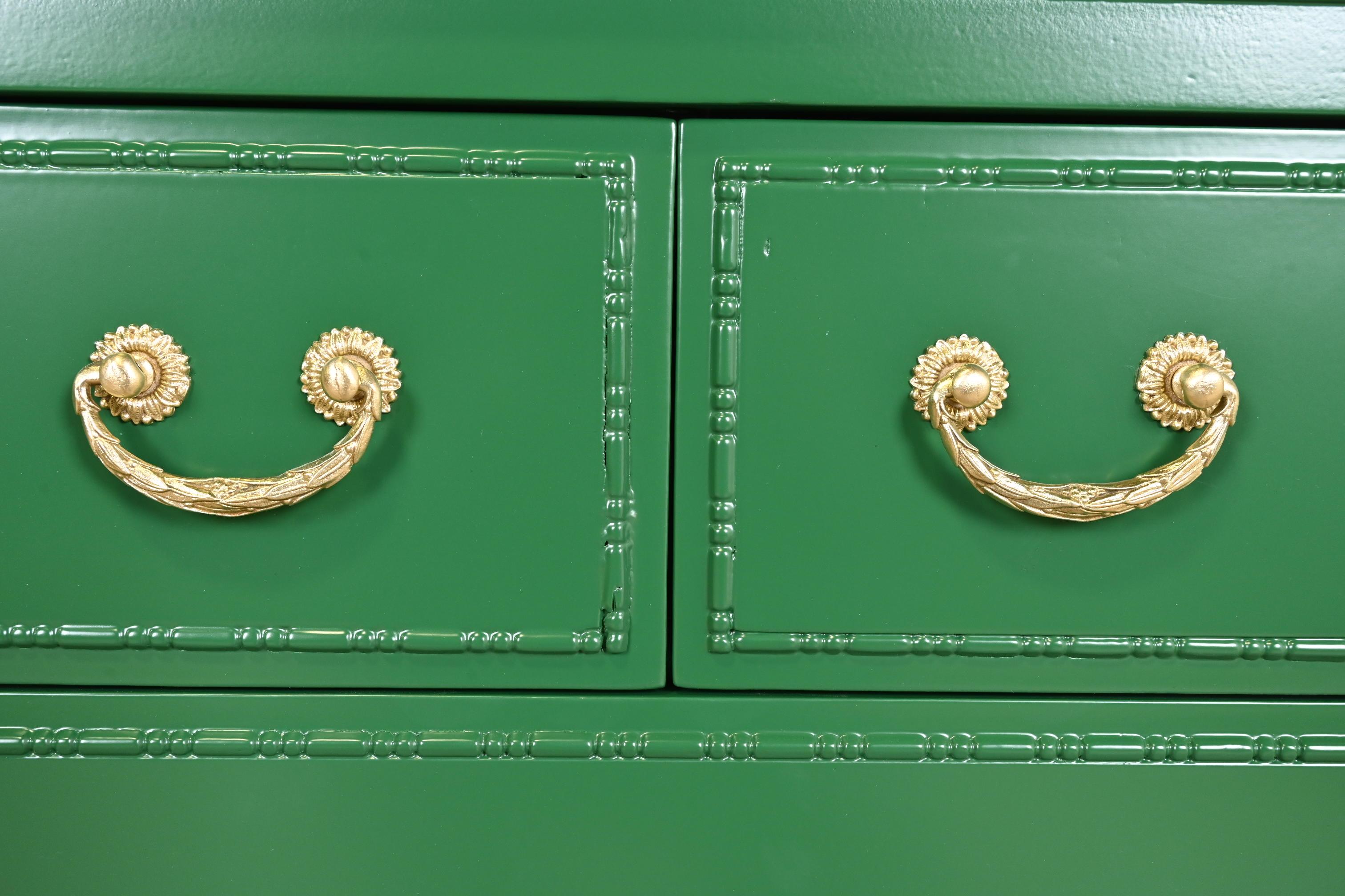 Widdicomb Antique French Regency Louis XVI Green Lacquered Dresser Chest For Sale 2