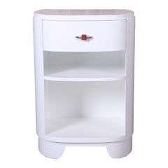 Widdicomb Art Deco White Lacquered Nightstand, Newly Refinished
