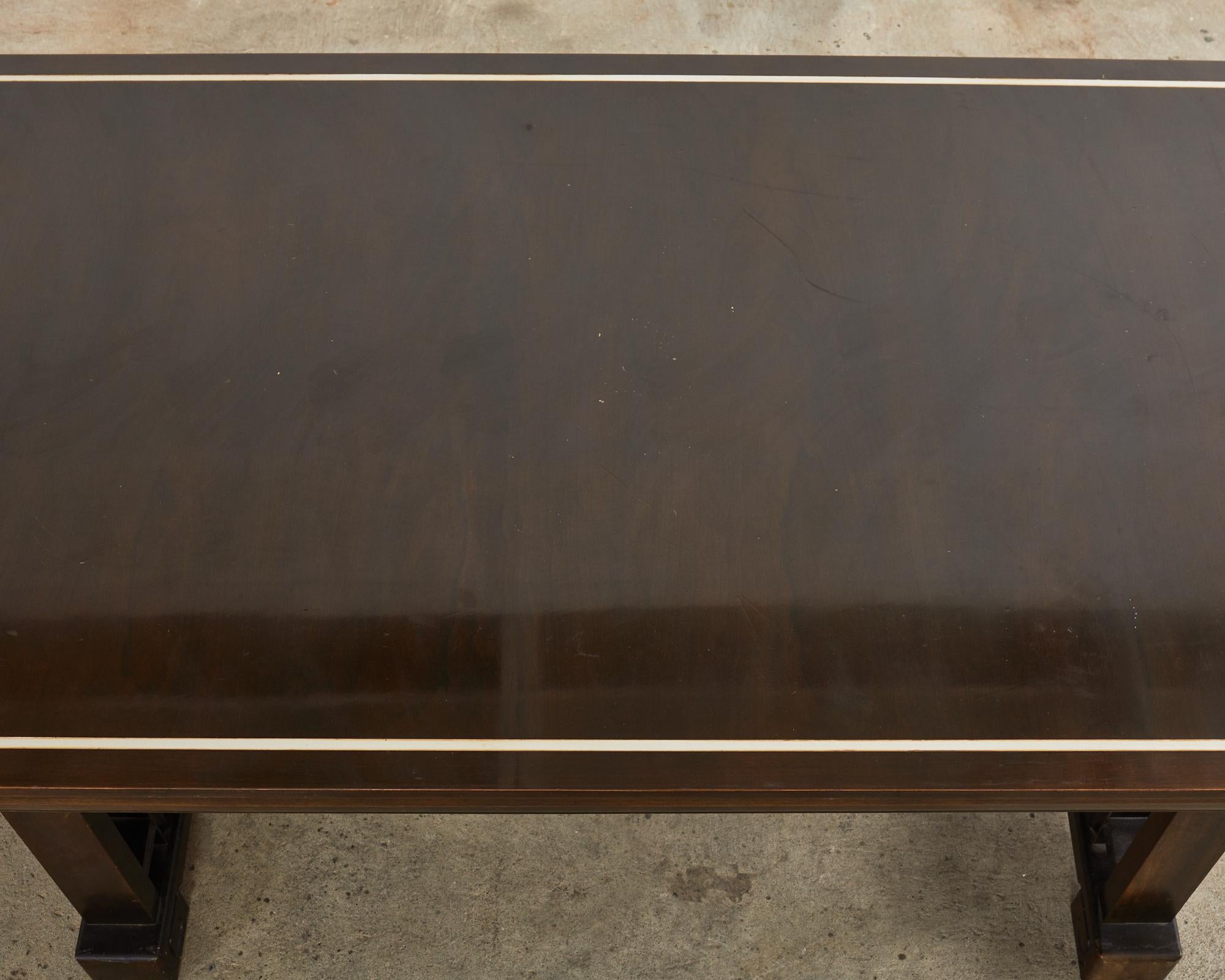 Widdicomb Asian Inspired Midcentury Mahogany Extended Dining Table In Good Condition In Rio Vista, CA