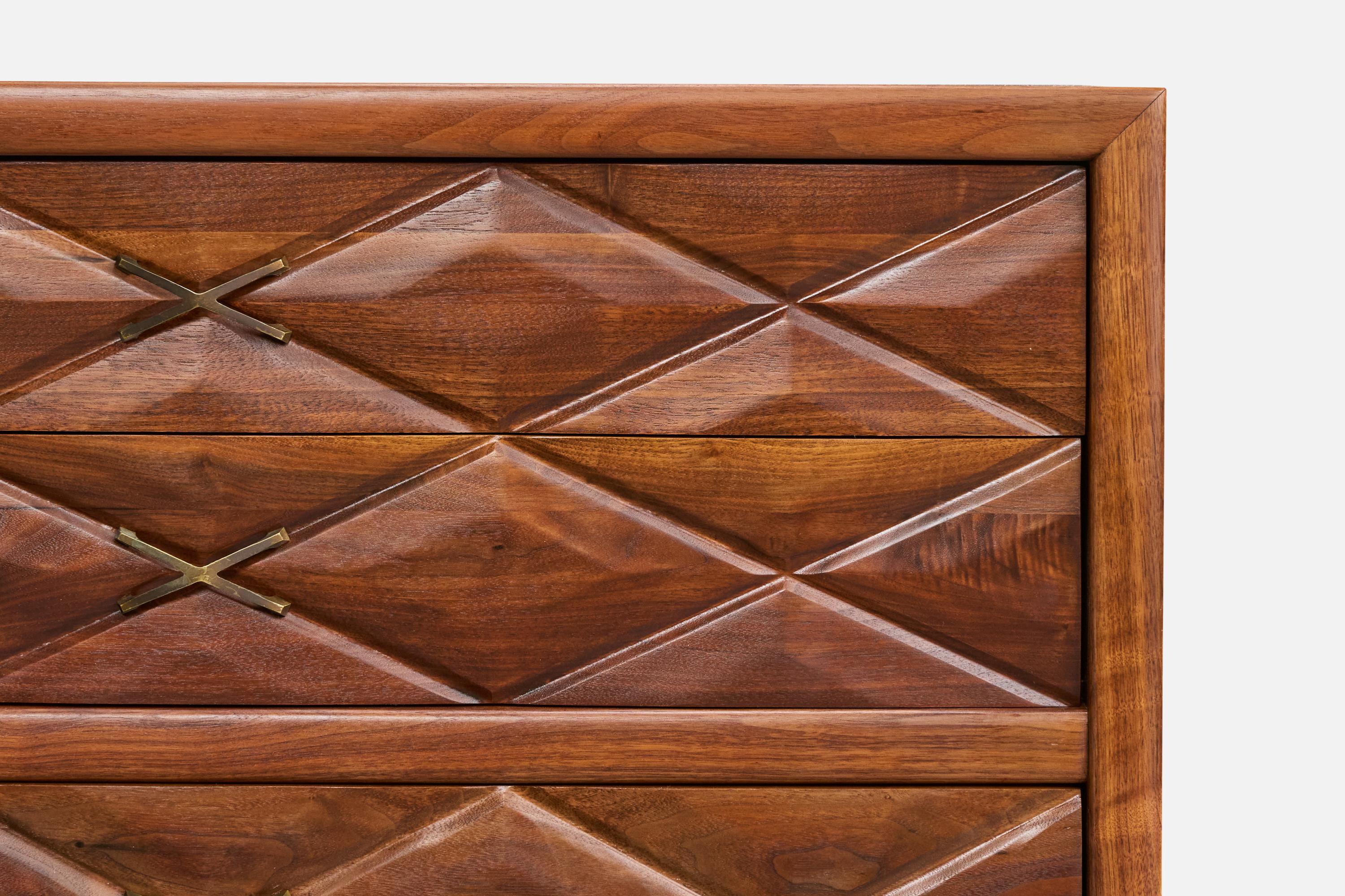 Americano Widdicomb, Cassettiera, Oak, Ottone, USA, anni '50 in vendita