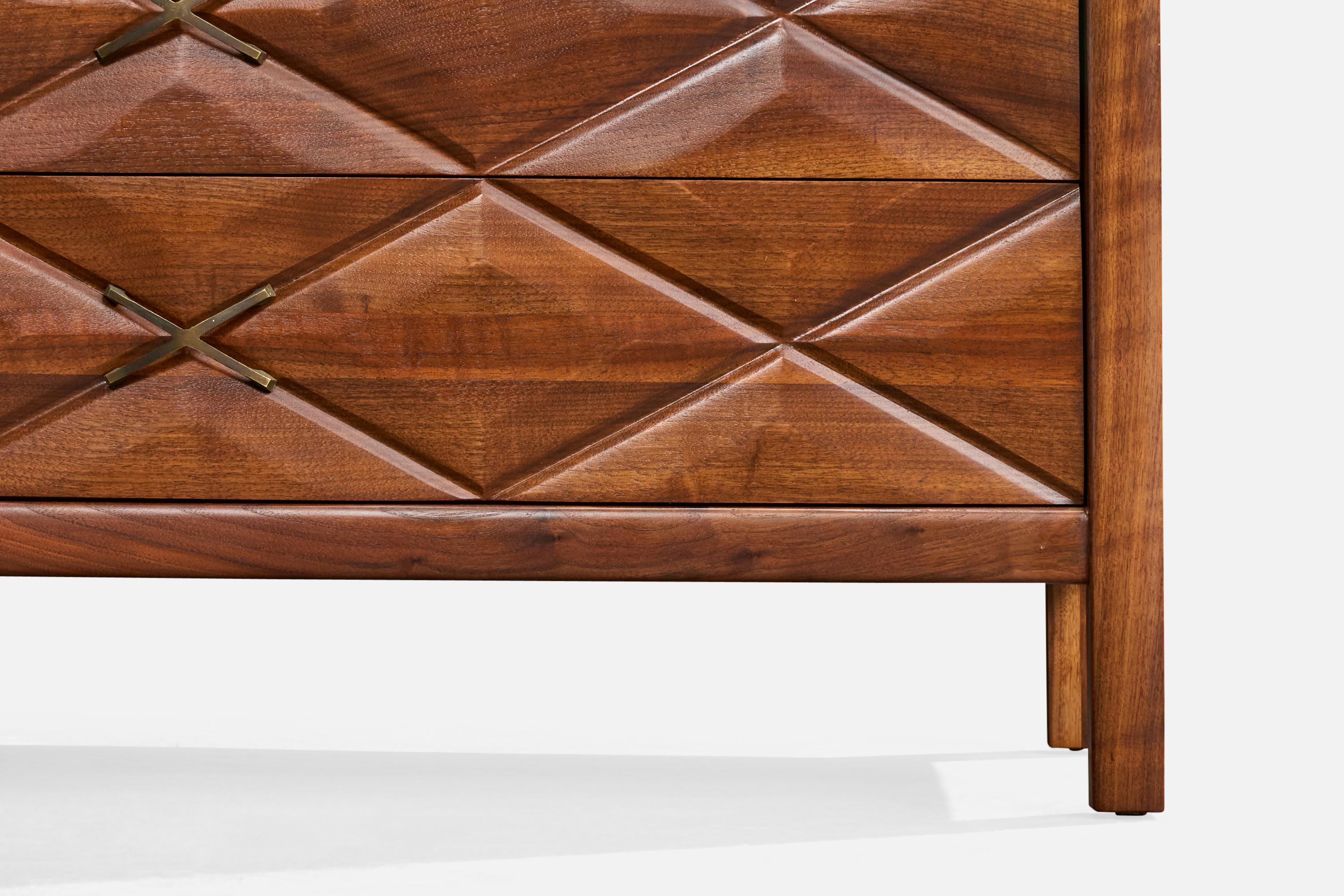 Widdicomb, Cassettiera, Oak, Ottone, USA, anni '50 in vendita 2