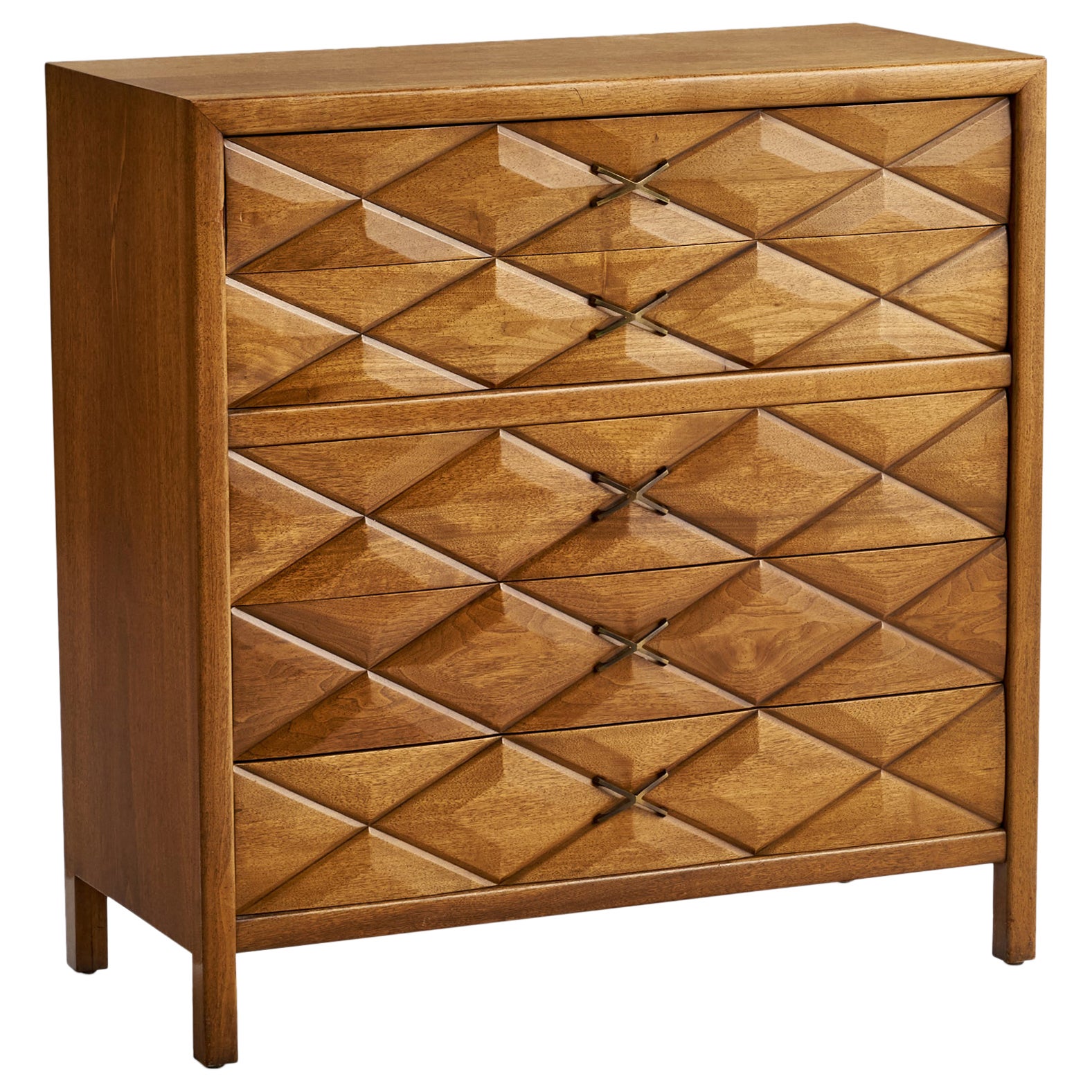 Widdicomb, commode, noyer, laiton, États-Unis, années 1950