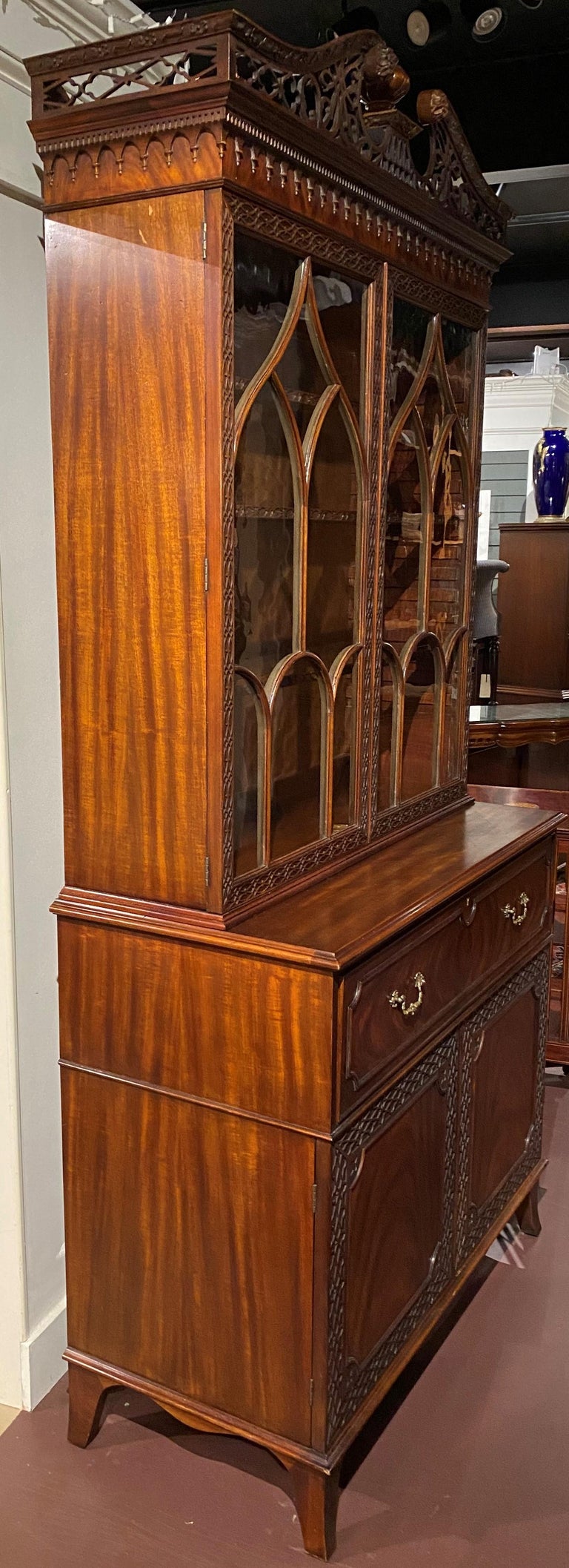 Widdicomb Chinese Chippendale Style Mahogany Display Cabinet with ...