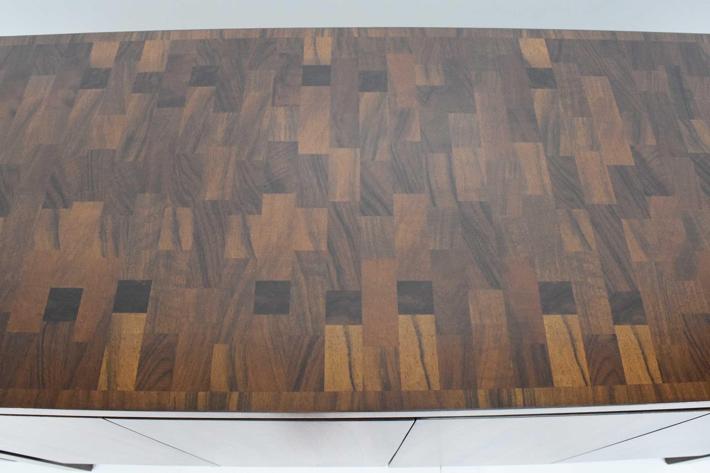 Widdicomb Credenza or Sideboard in Walnut with Parquet Patterned Top In Good Condition In Dallas, TX