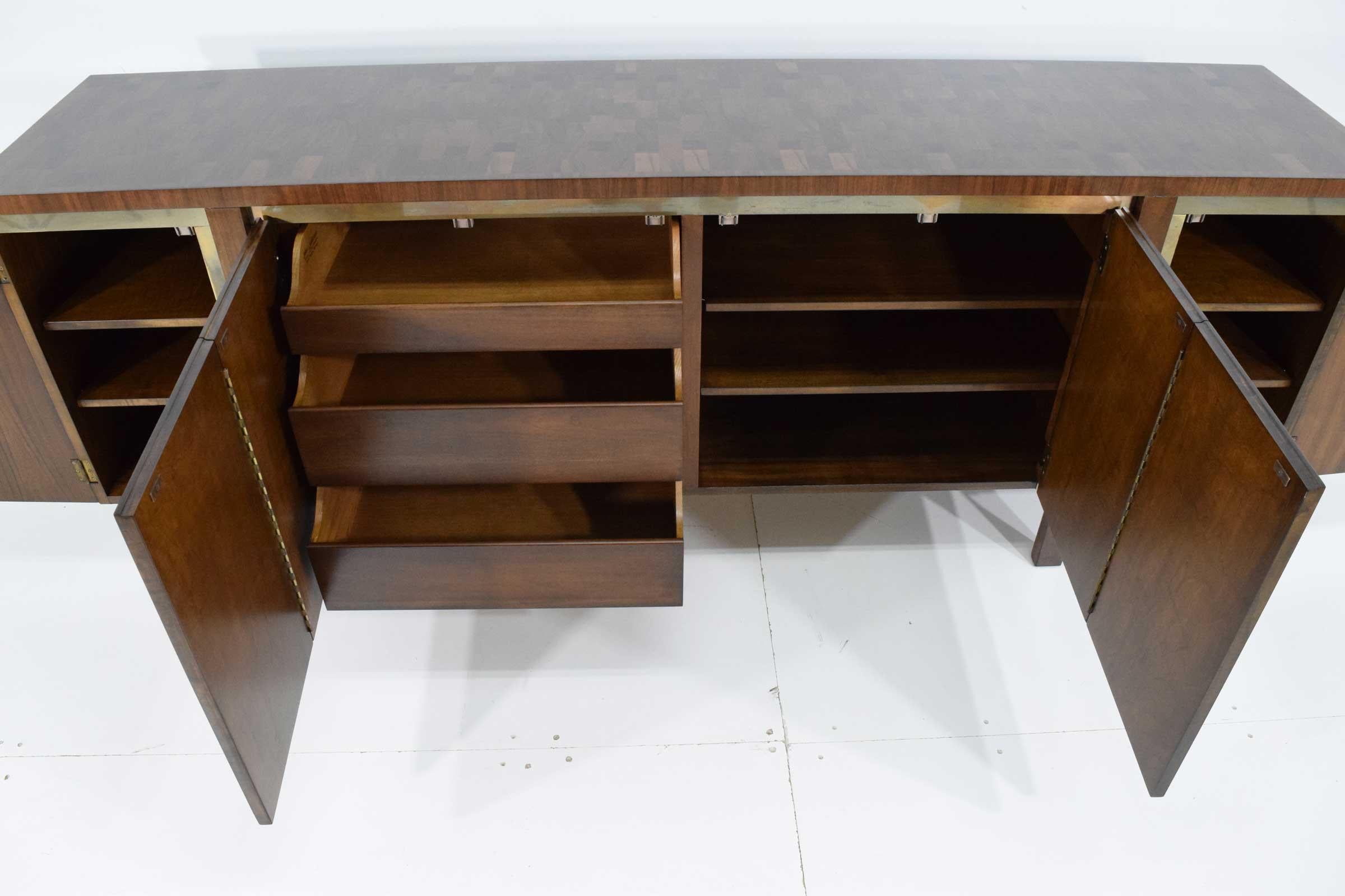 Widdicomb Credenza or Sideboard in Walnut with Parquet Patterned Top 1