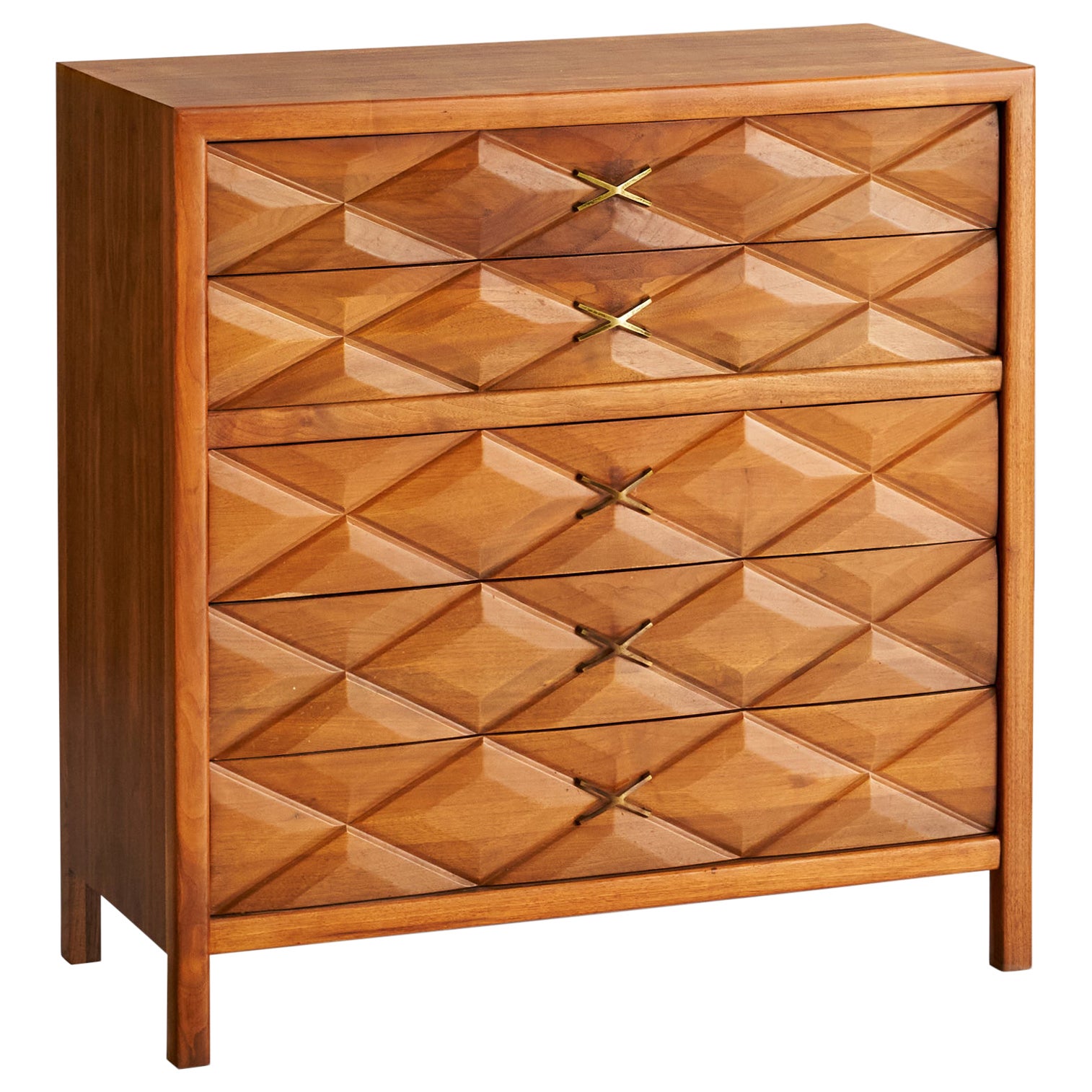 Widdicomb, Dresser, Chest of Drawers, Oak, Brass, USA, 1950s