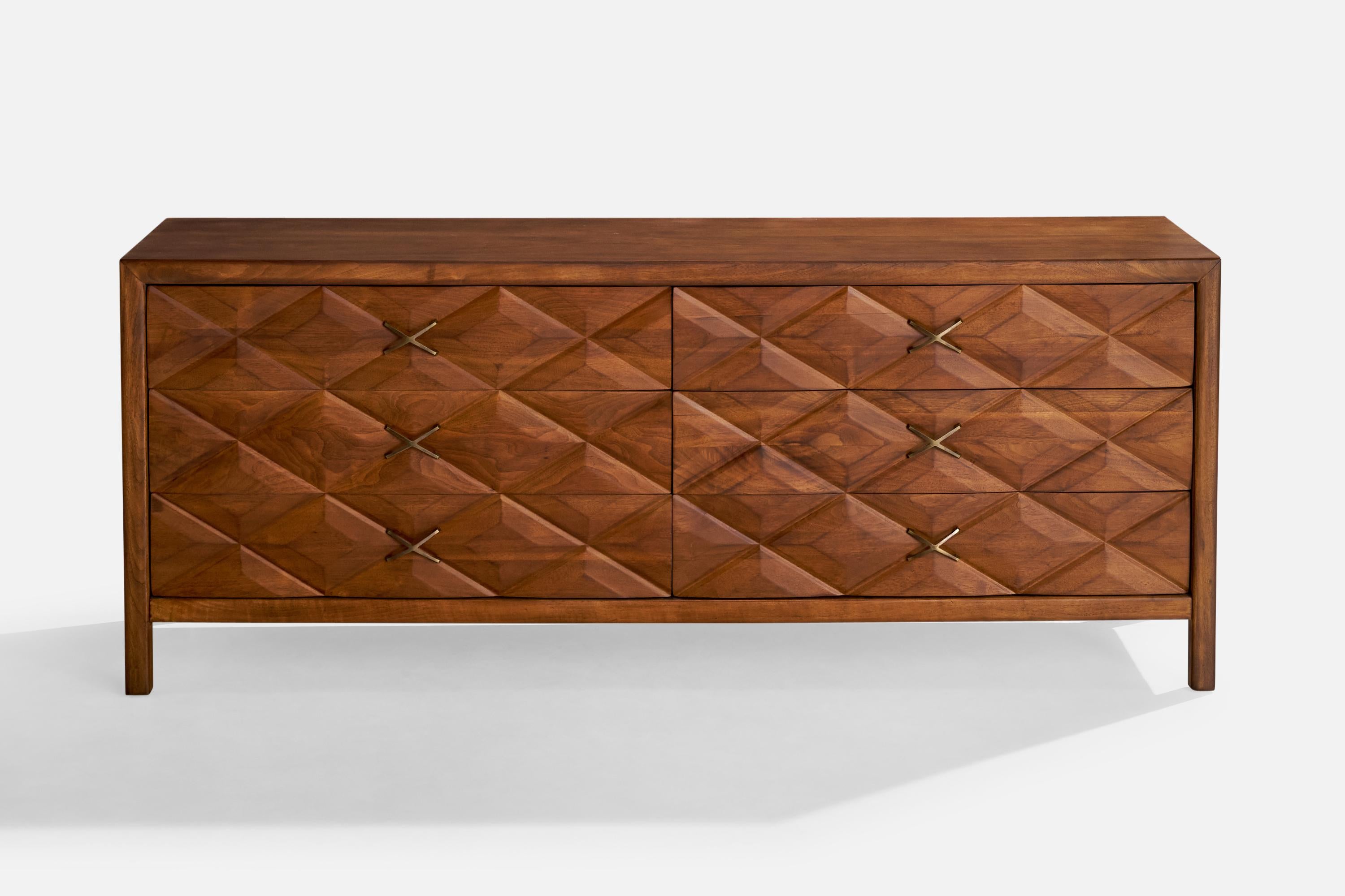 Mid-Century Modern Widdicomb, Dresser, Oak, Brass, USA, 1950s For Sale