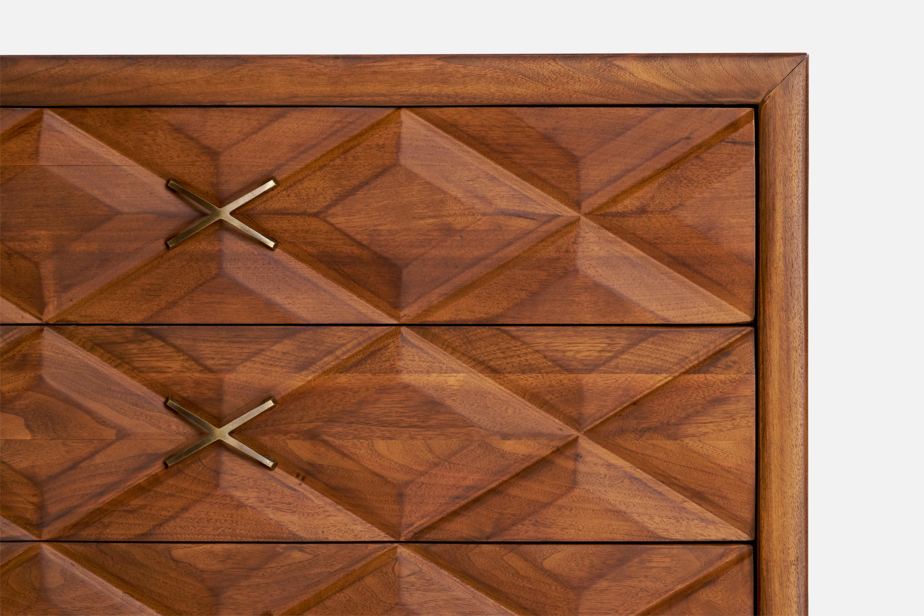 American Widdicomb, Dresser, Oak, Brass, USA, 1950s For Sale