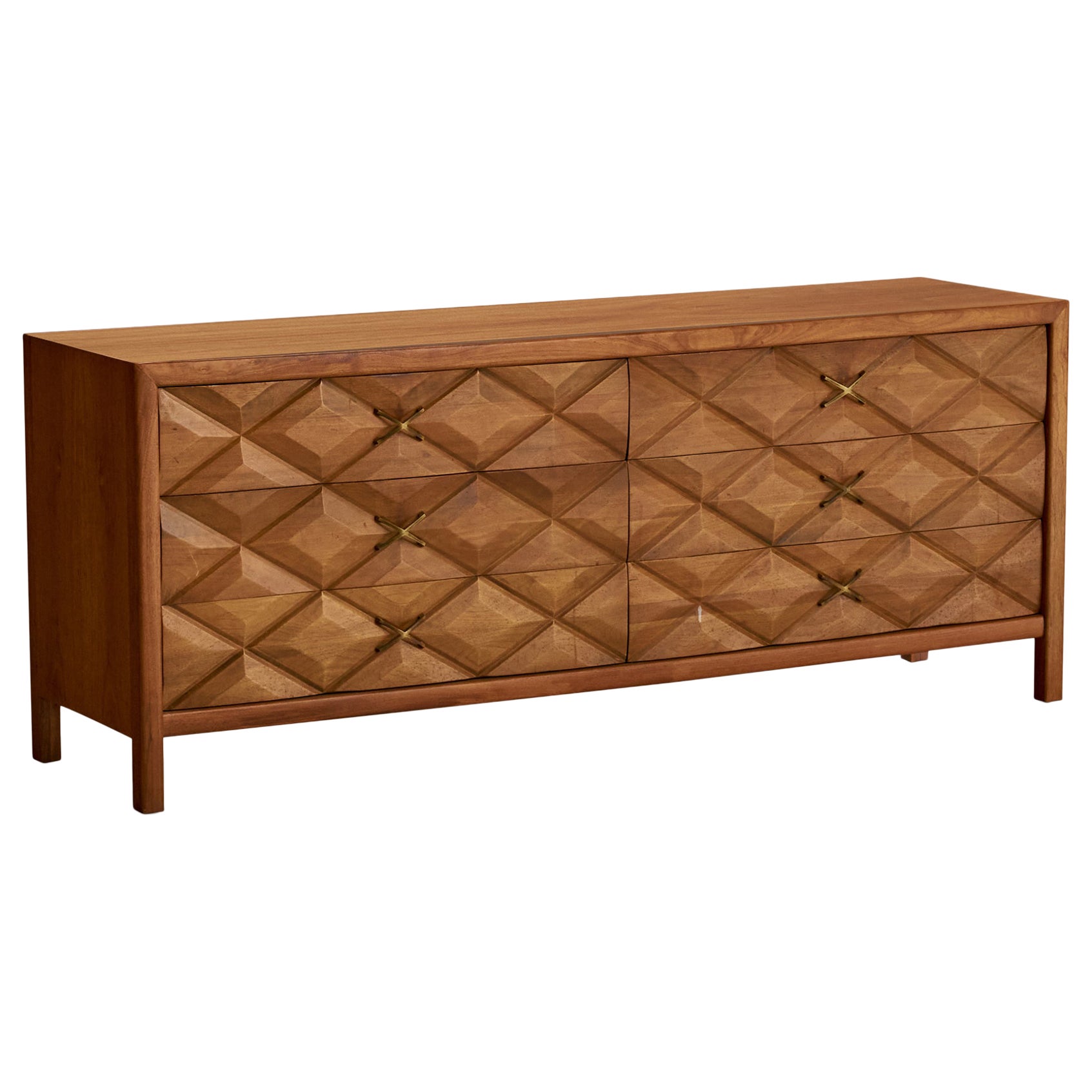 Widdicomb, commode, Oak Oak, Brass, USA, années 1950