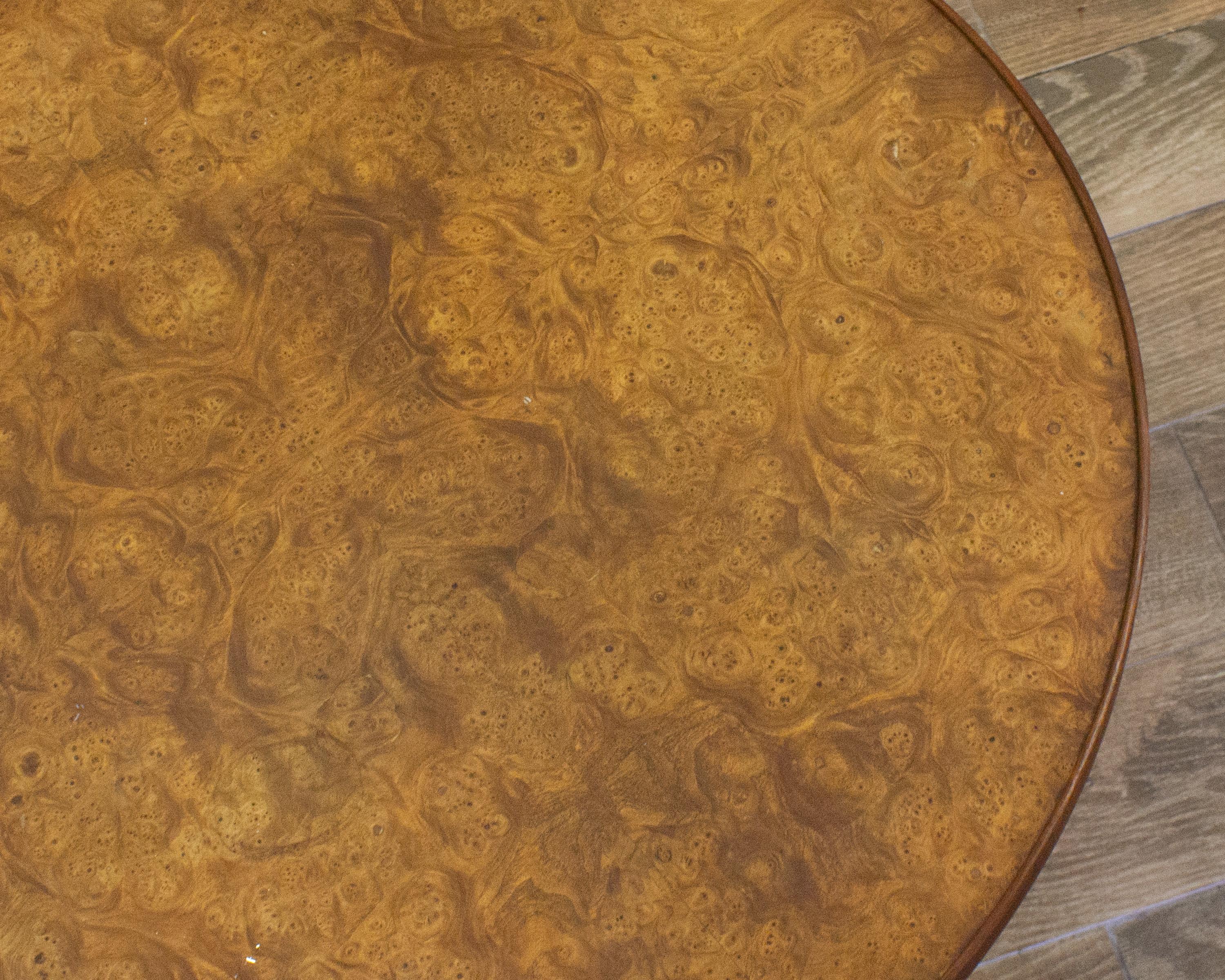 Widdicomb Elm Burl and Walnut Round Occasional Table In Good Condition In Indianapolis, IN