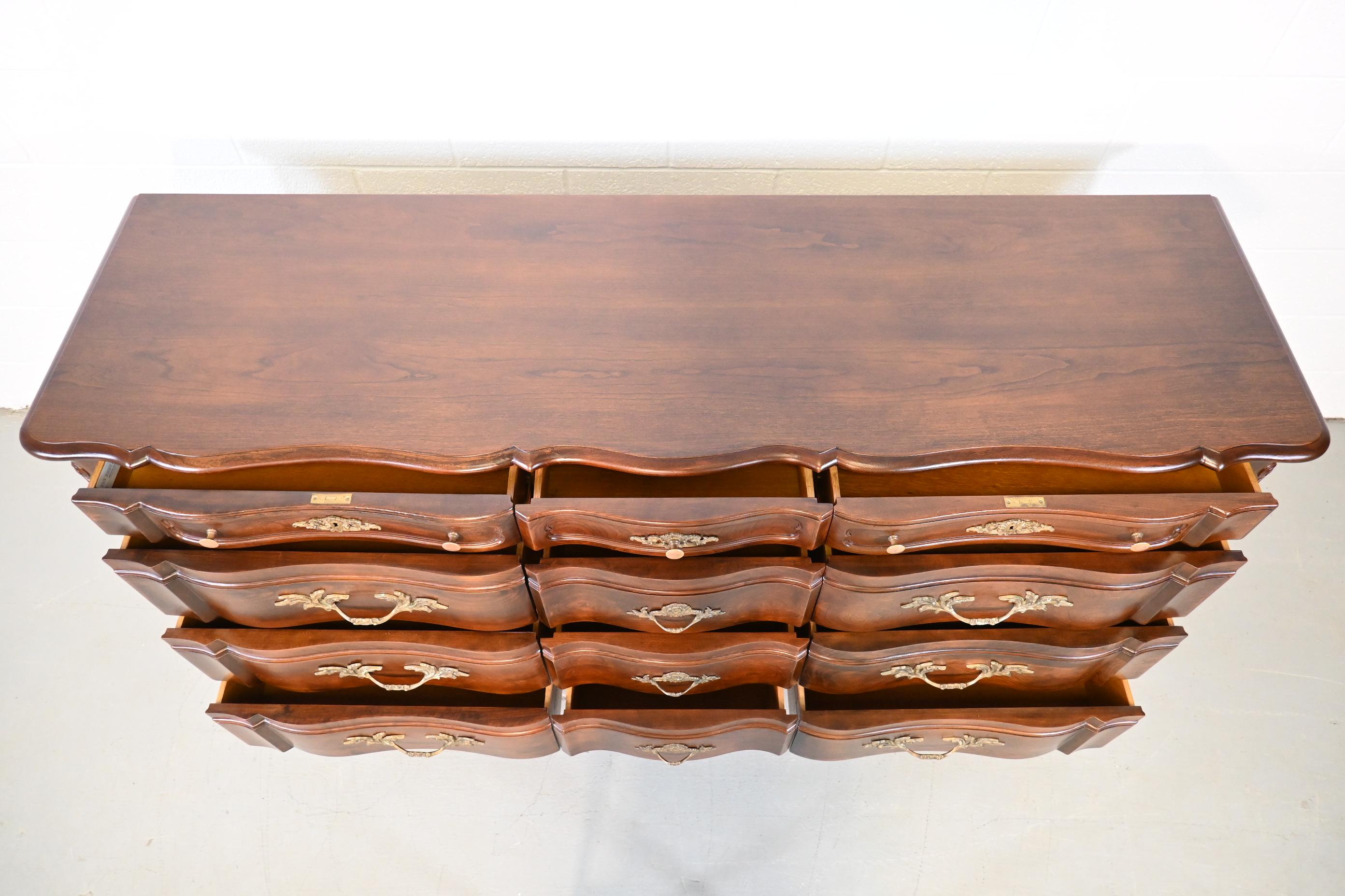 Lacquered Widdicomb French Provincial Cherry 12 Drawer Dresser