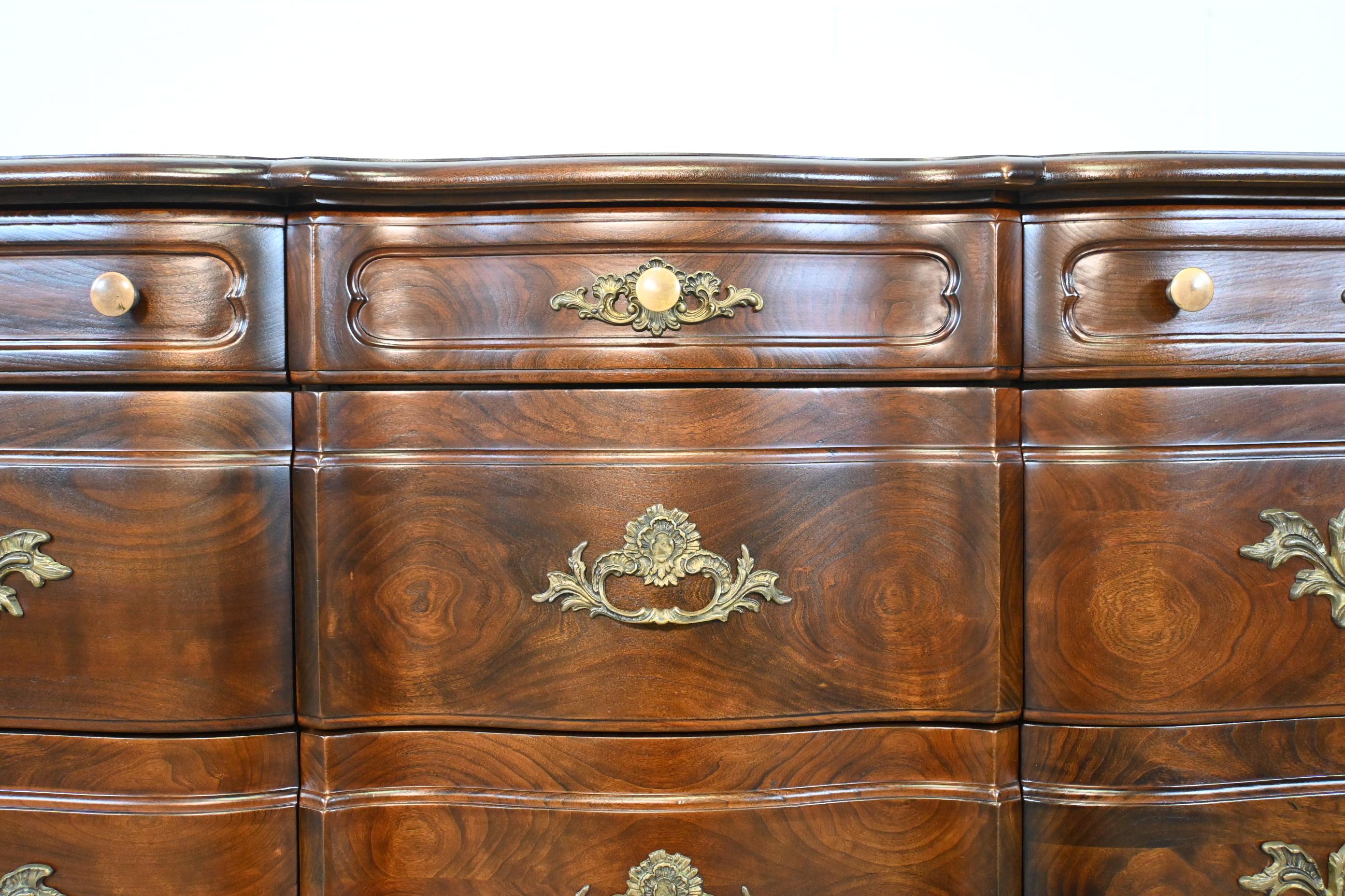 Mid-20th Century Widdicomb French Provincial Cherry 12 Drawer Dresser