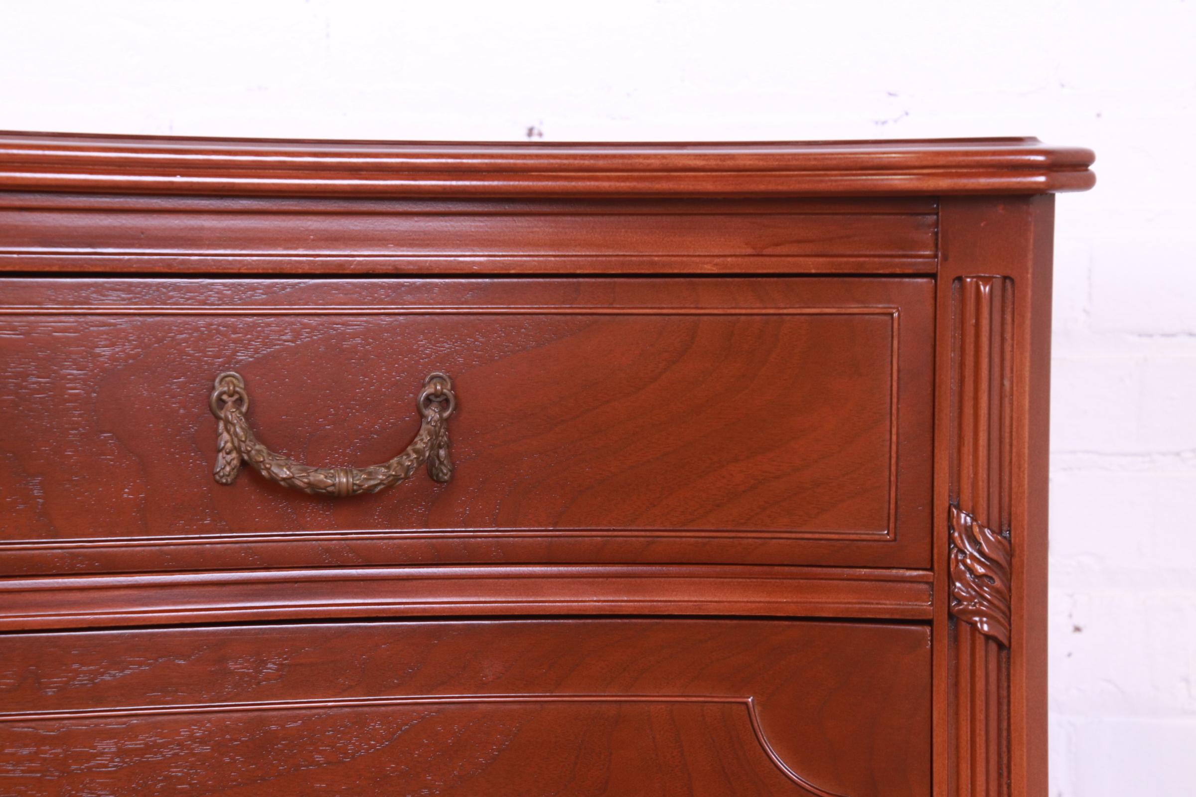 Widdicomb French Regency Louis XVI Burled Walnut Bow Front Dresser, circa 1920s For Sale 4