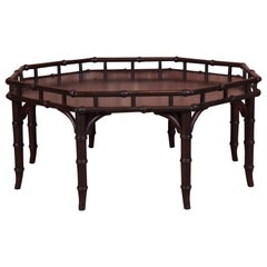 Widdicomb Hollywood Regency Chinoiserie Faux Bamboo Walnut Cocktail Table