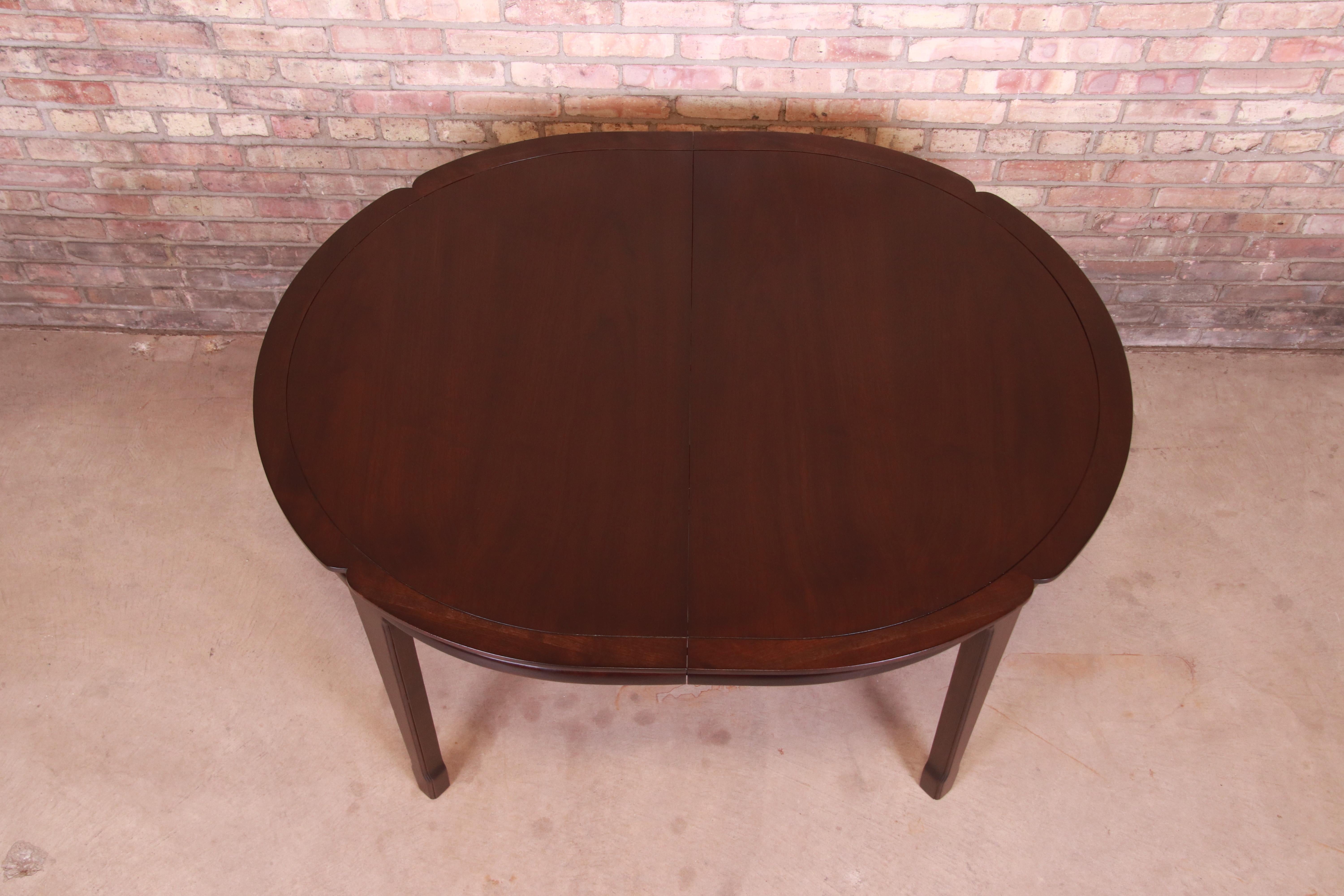 Widdicomb Hollywood Regency Walnut and Brass Dining Table, Newly Refinished 6
