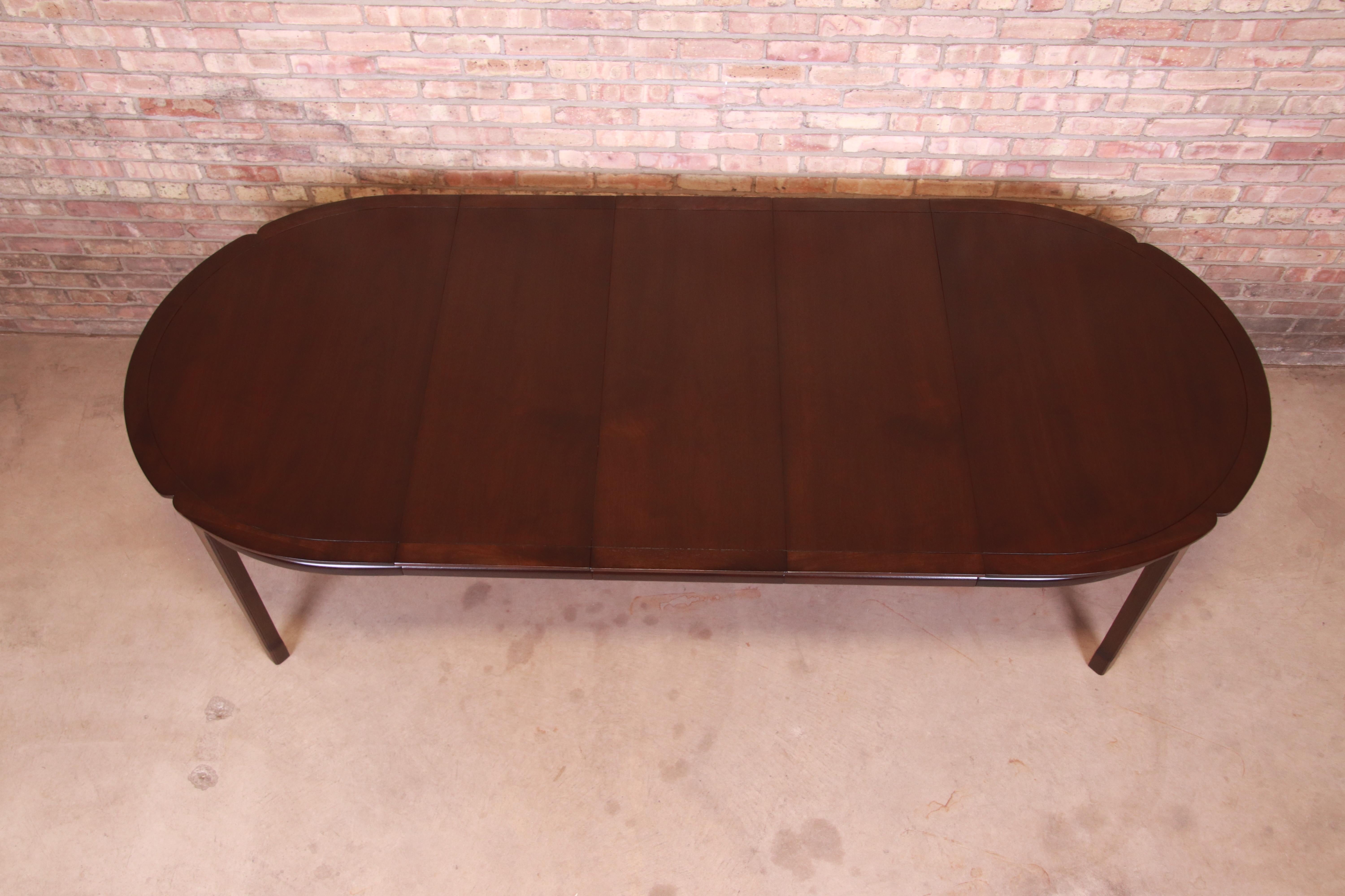 Widdicomb Hollywood Regency Walnut and Brass Dining Table, Newly Refinished 1