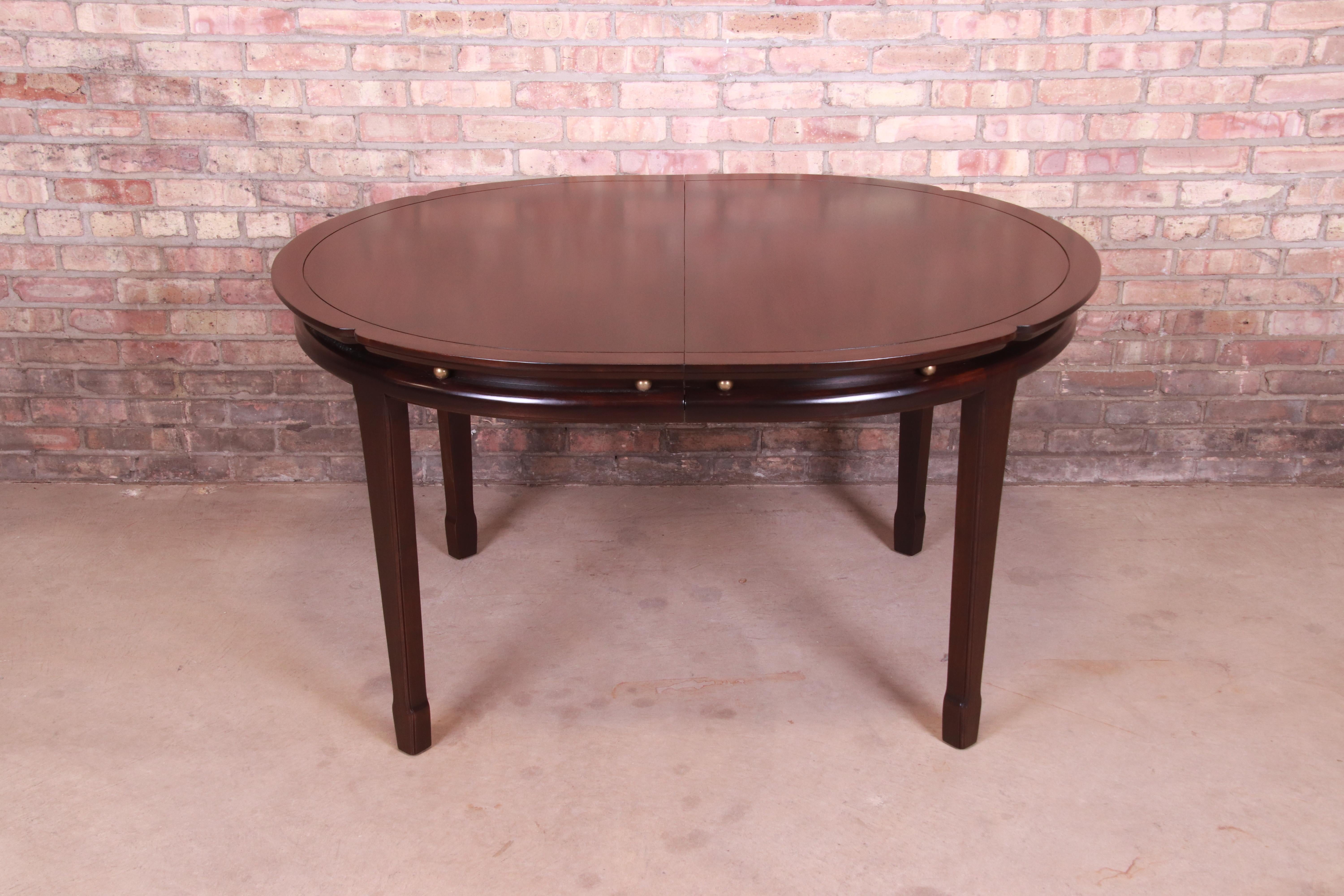 Widdicomb Hollywood Regency Walnut and Brass Dining Table, Newly Refinished 3