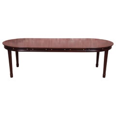 Widdicomb Hollywood Regency Walnut and Brass Dining Table, Newly Refinished