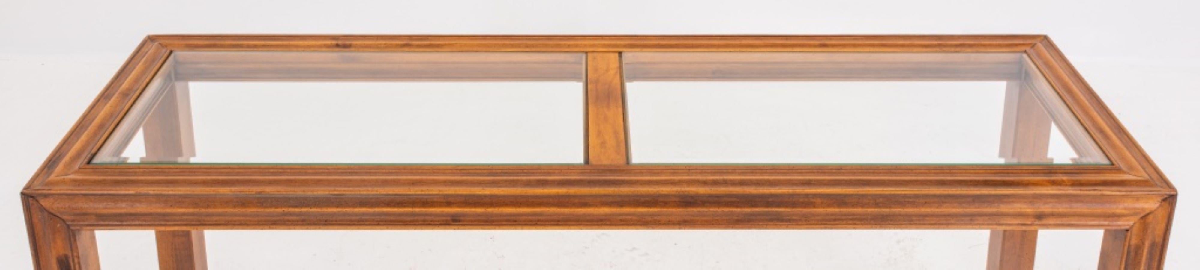 Widdicomb Manner Modern Wood and Glass Table, 1980s In Good Condition For Sale In New York, NY