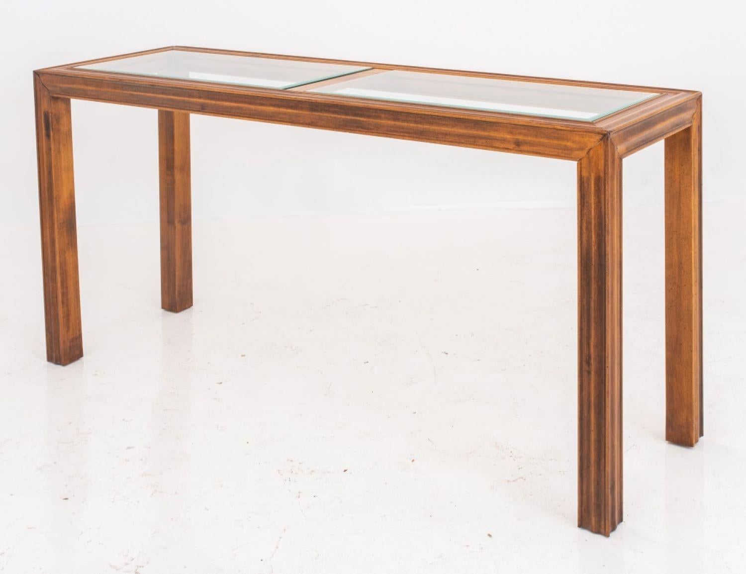 Late 20th Century Widdicomb Manner Modern Wood and Glass Table, 1980s For Sale