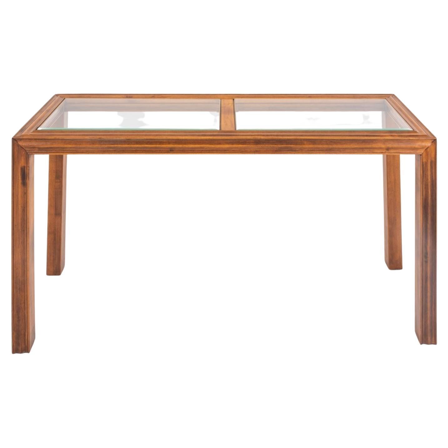 Table moderne en bois et verre de style Widdicomb, années 1980 en vente