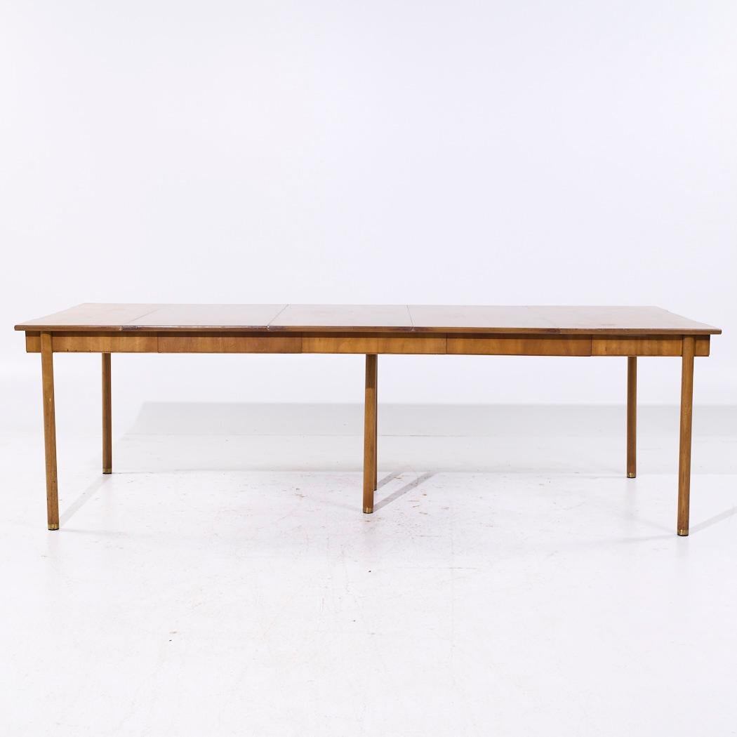 Widdicomb Mid Century Bleached Mahogany Expanding Console Dining Table with 4 Leaves

As the dining table the measurements are: 40 wide x 37 deep x 29.25 inches high, with a chair clearance of 25 inches, each leaf measures 20 inches wide, making a