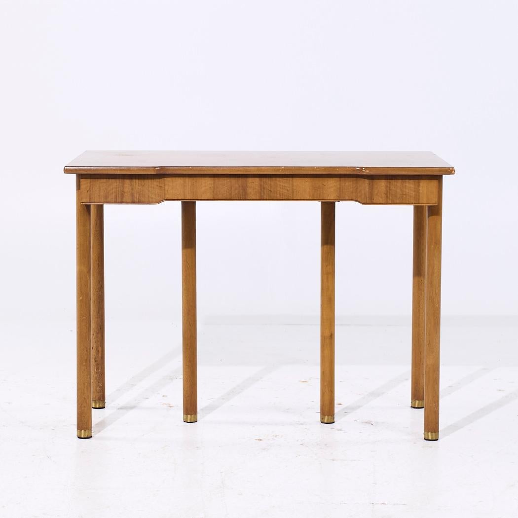Late 20th Century Widdicomb MCM Bleached Mahogany Expanding Console Dining Table with 4 Leaves For Sale