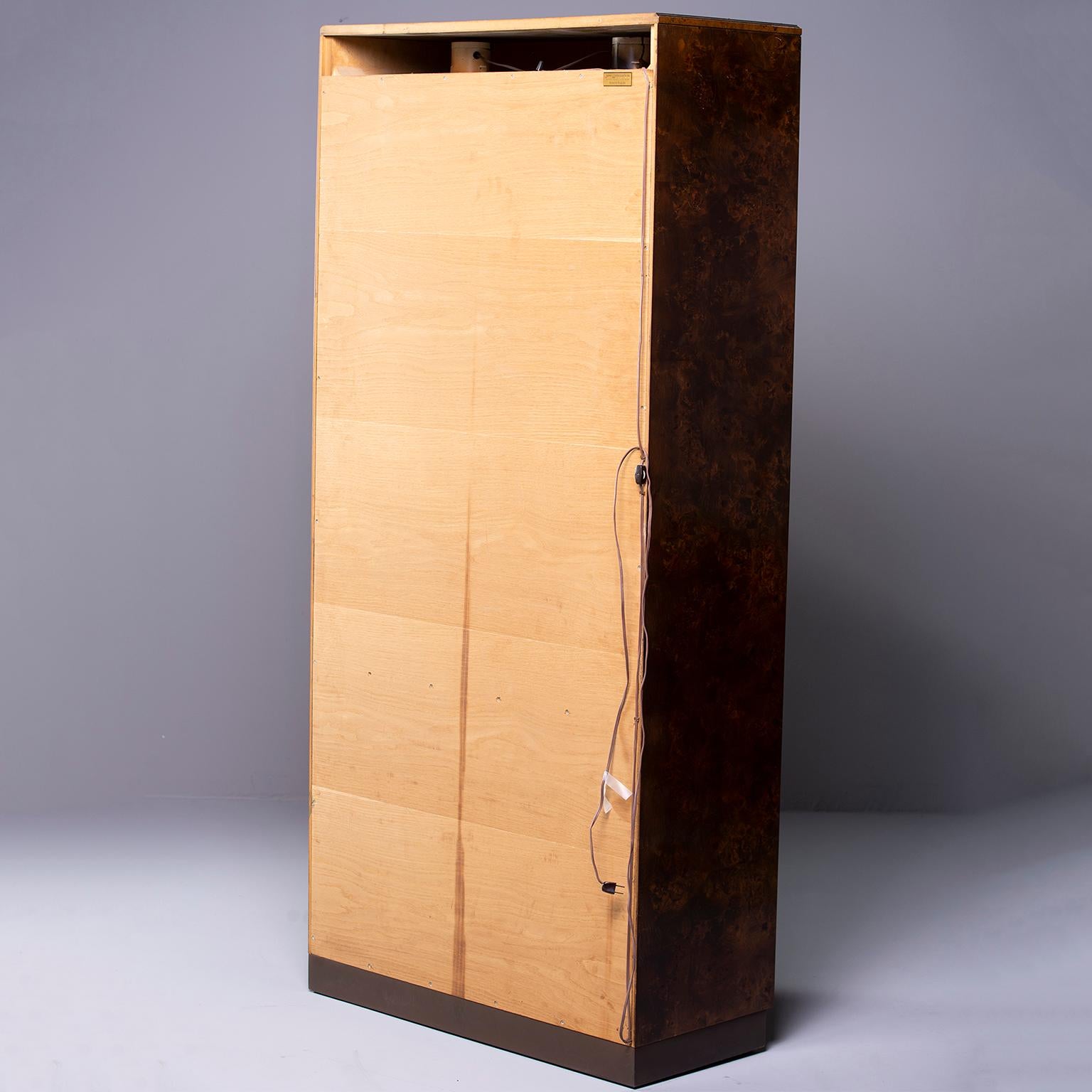 Widdicomb Midcentury Burled Olive Wood Cabinet with Glass Doors 7