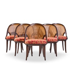 Widdicomb Mid Century Camel Back Cane and Mahogany Dining Chairs - Set of 6