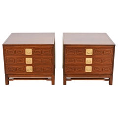Comodini in noce Widdicomb Mid-Century Modern Hollywood Regency, rifiniti