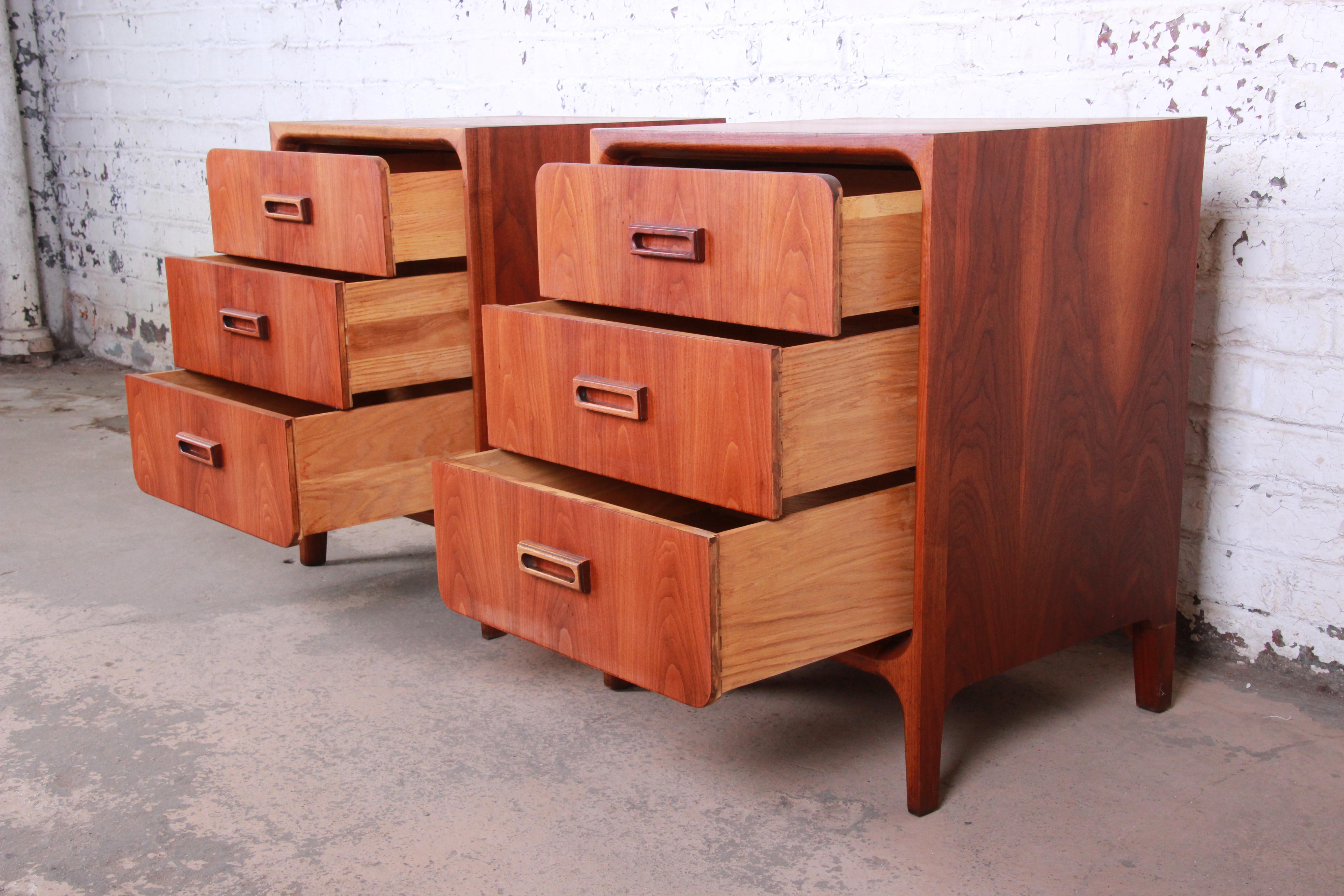 Widdicomb Mid-Century Modern Walnut Bachelor Chests or Large Nightstands 1