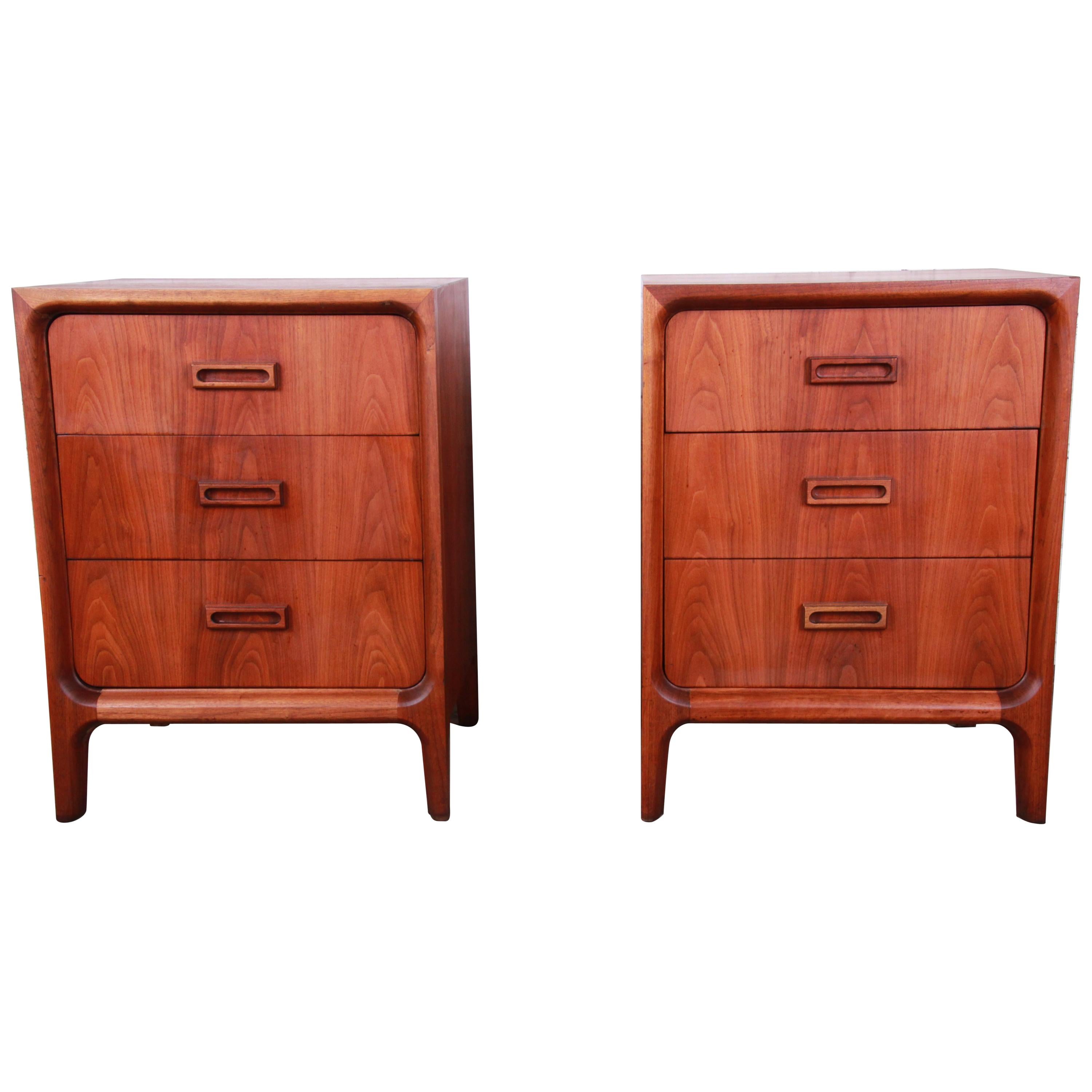 Widdicomb Mid-Century Modern Walnut Bachelor Chests or Large Nightstands