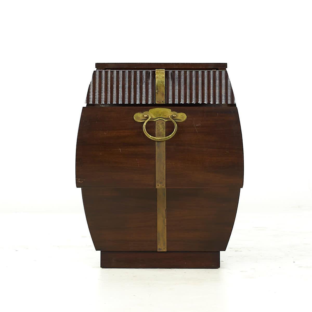 Widdicomb Mid Century Walnut and Brass End Table Nightstands For Sale 6