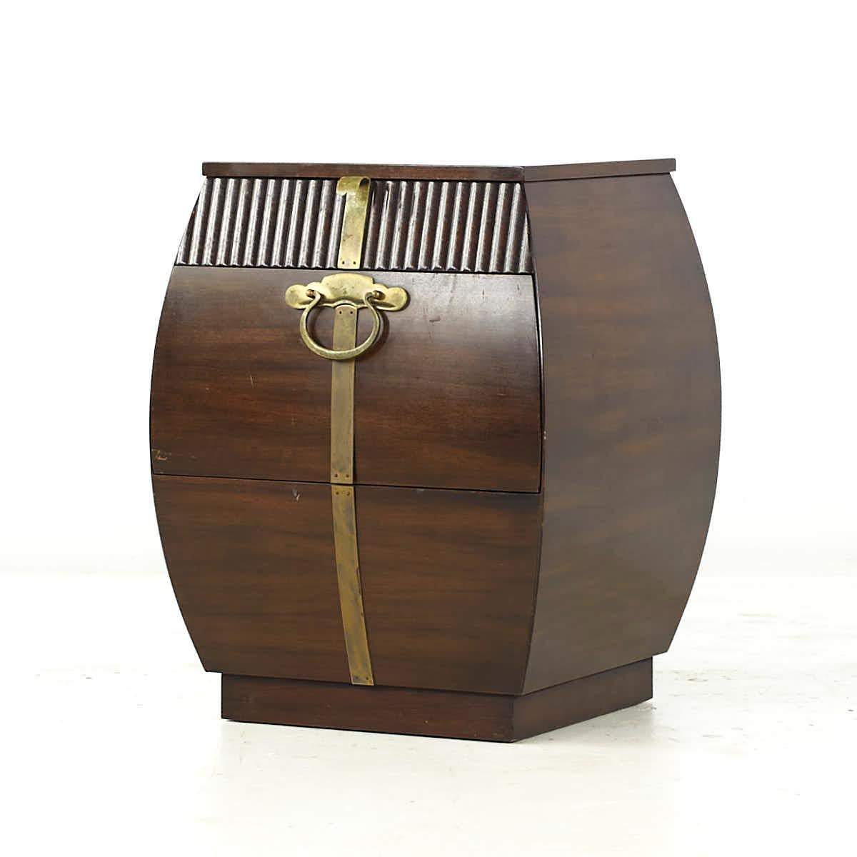 Late 20th Century Widdicomb Mid Century Walnut and Brass End Table Nightstands For Sale