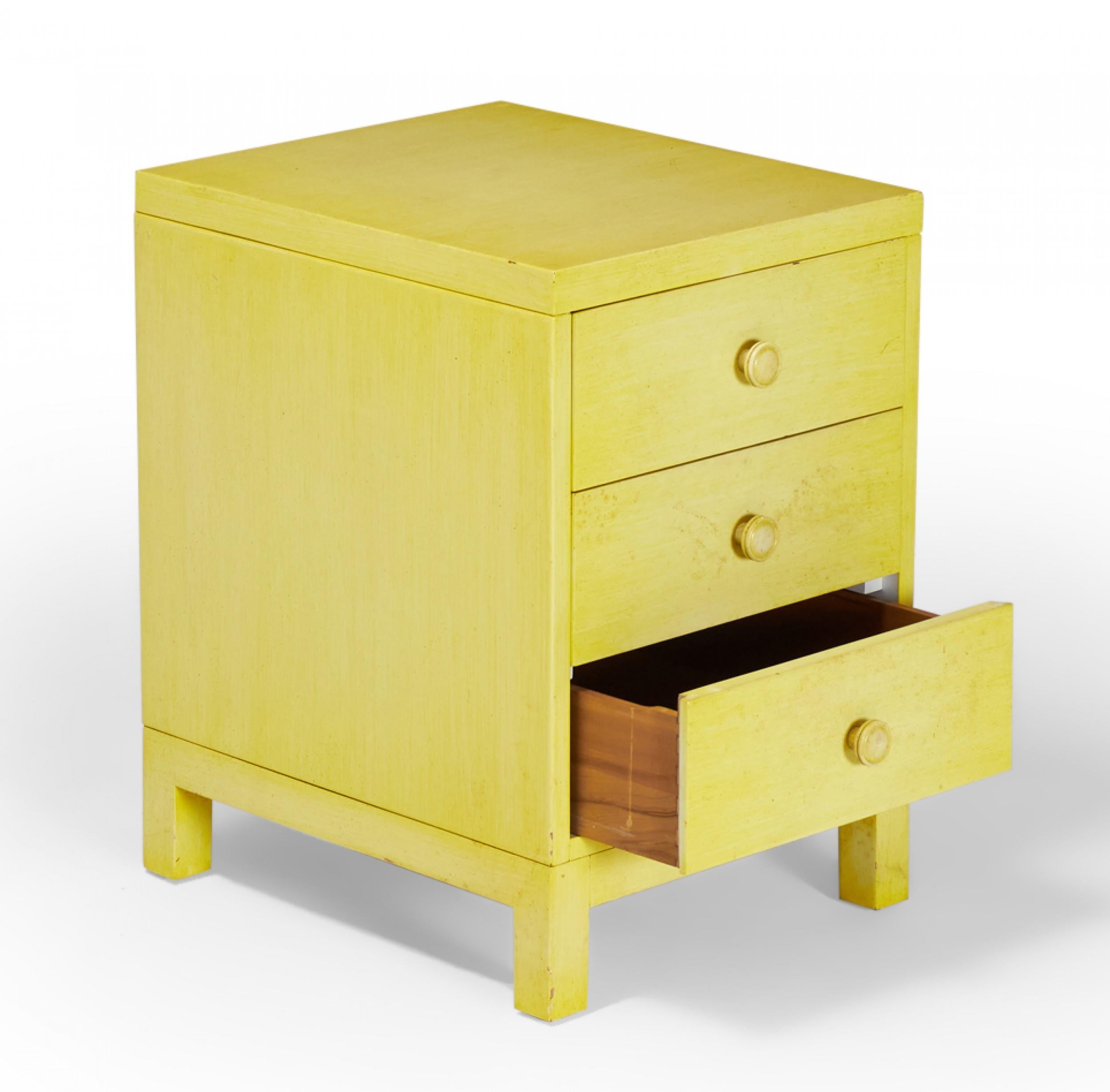 Widdicomb Modern Three Drawer Beige Painted Wooden Nightstand For Sale 5