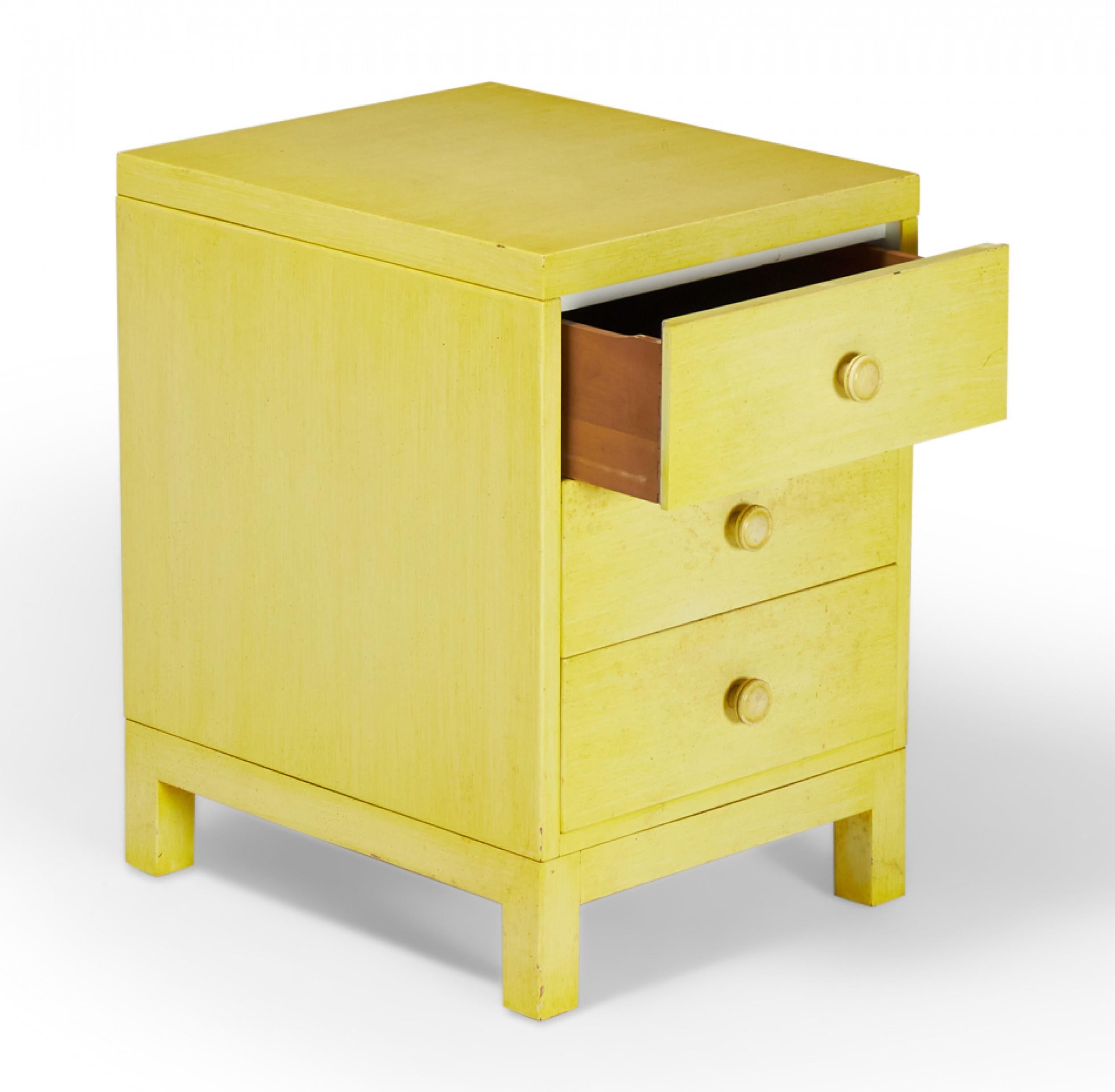 Widdicomb Modern Three Drawer Beige Painted Wooden Nightstand For Sale 3