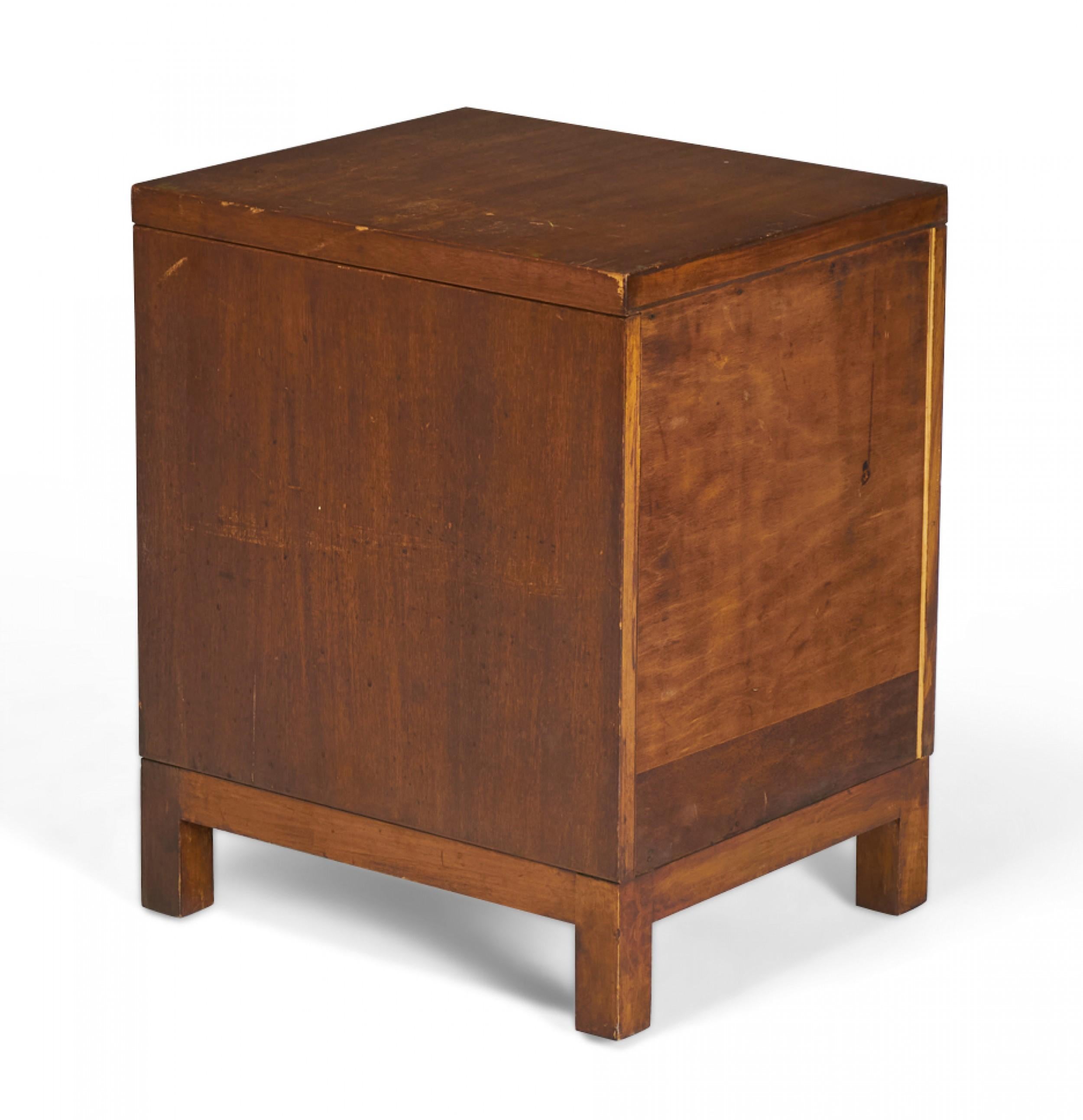 American Widdicomb Modern Three Drawer Dark Stained Walnut Nightstand For Sale