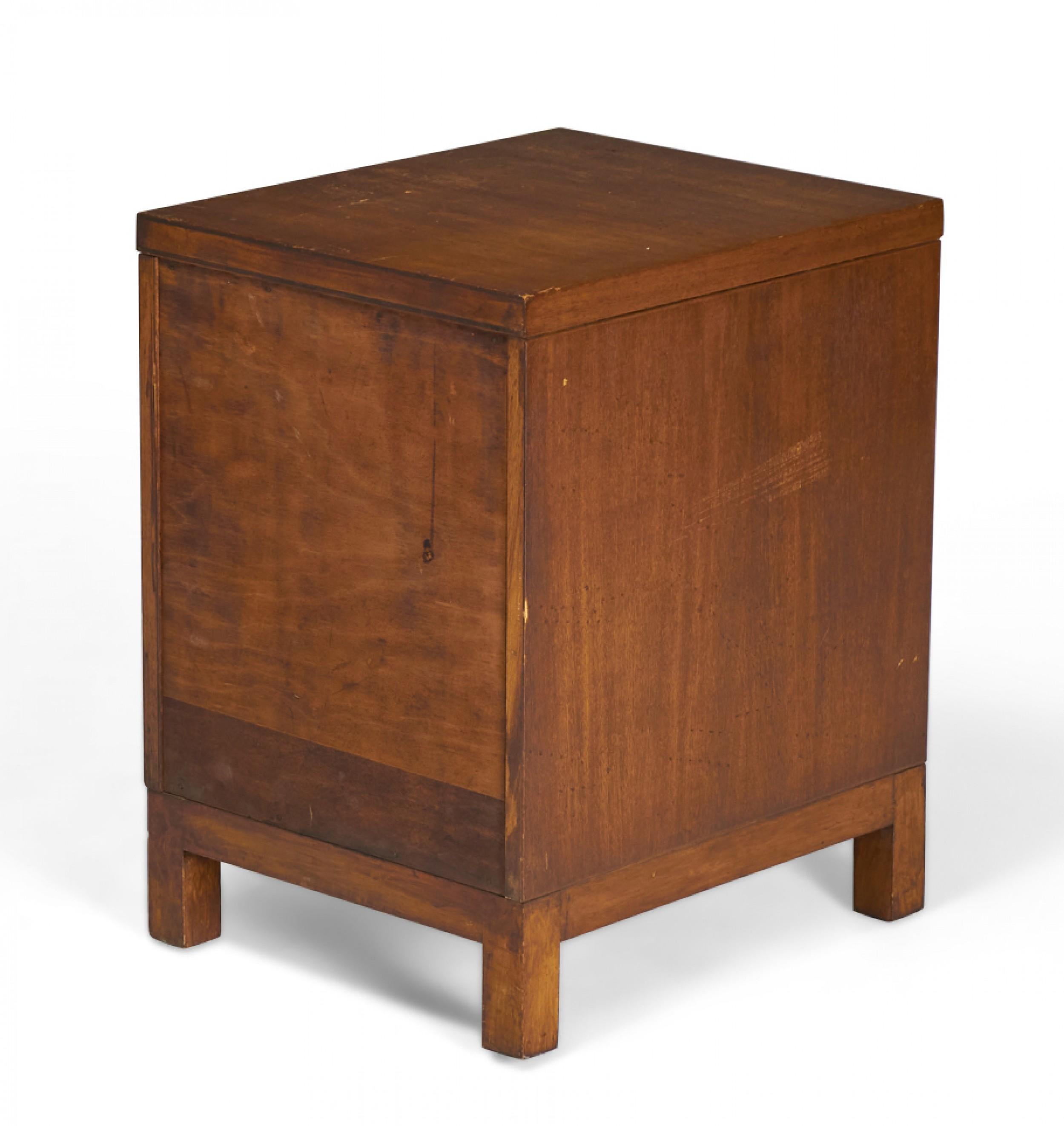 20th Century Widdicomb Modern Three Drawer Dark Stained Walnut Nightstand For Sale
